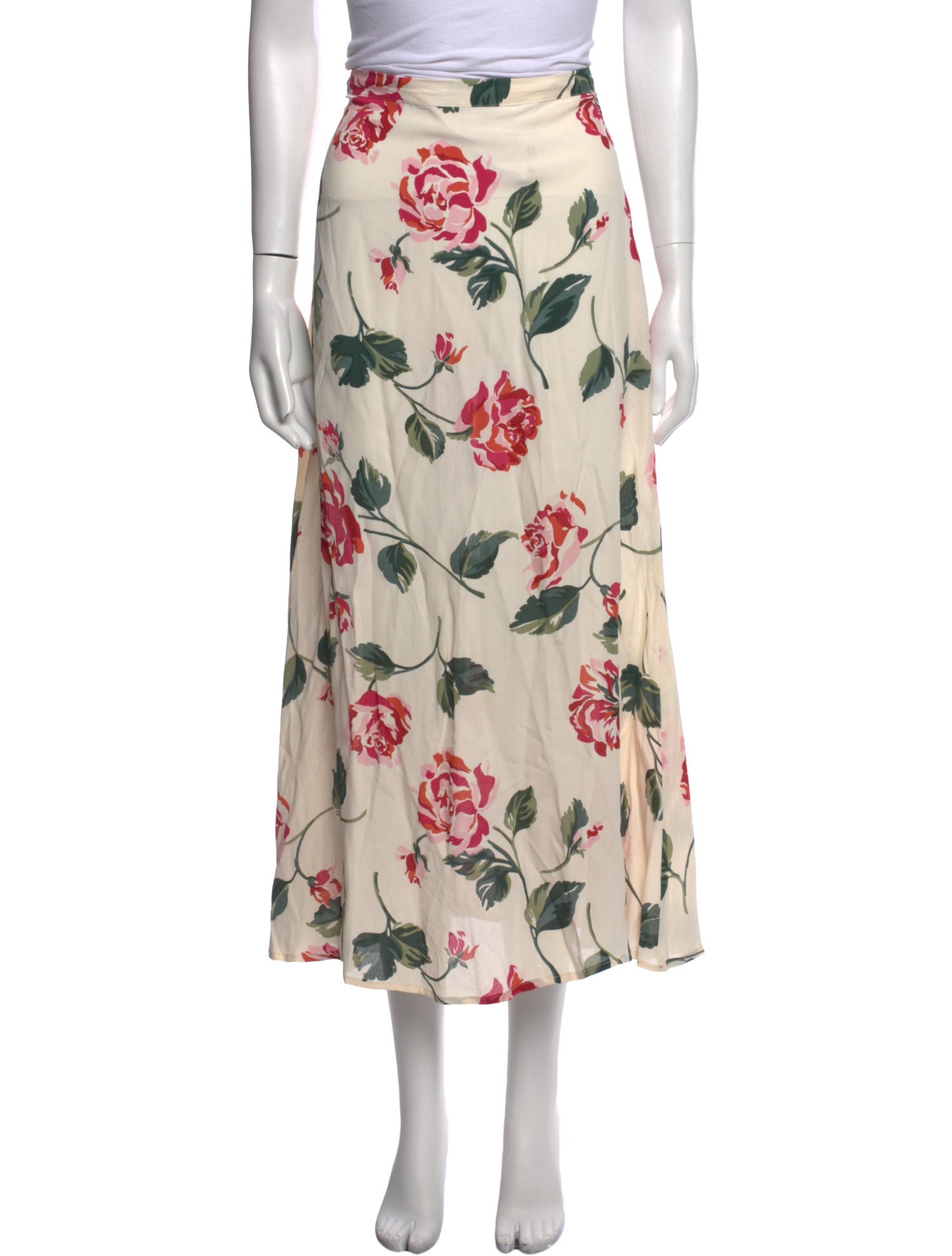 Reformation Floral Print Midi Length Skirt