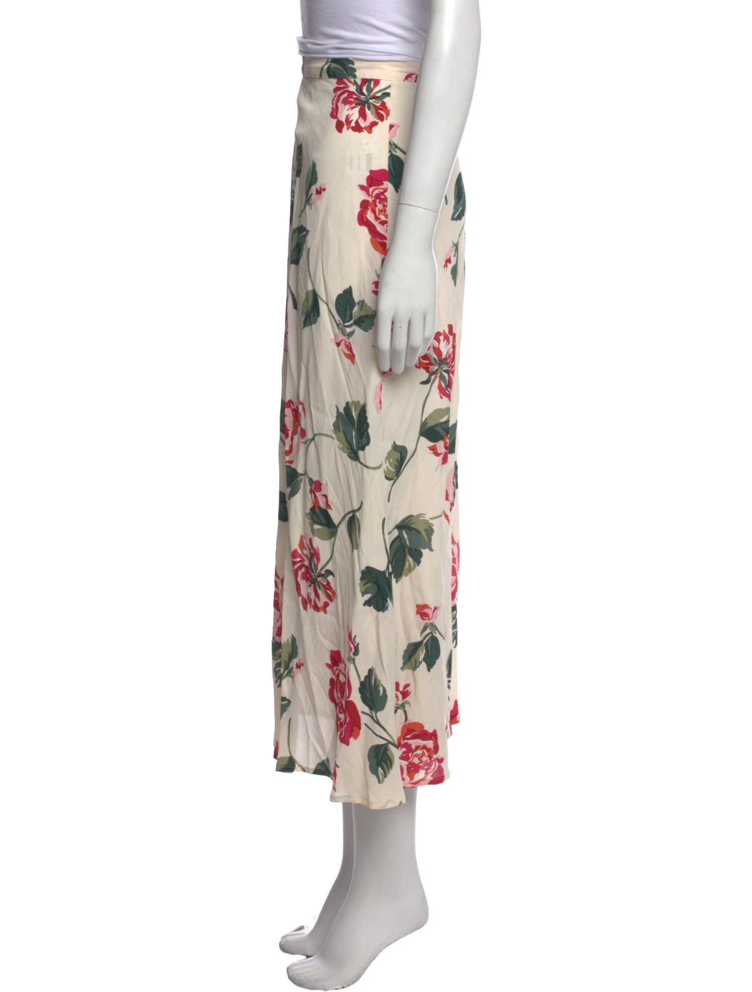 Reformation Floral Print Midi Length Skirt