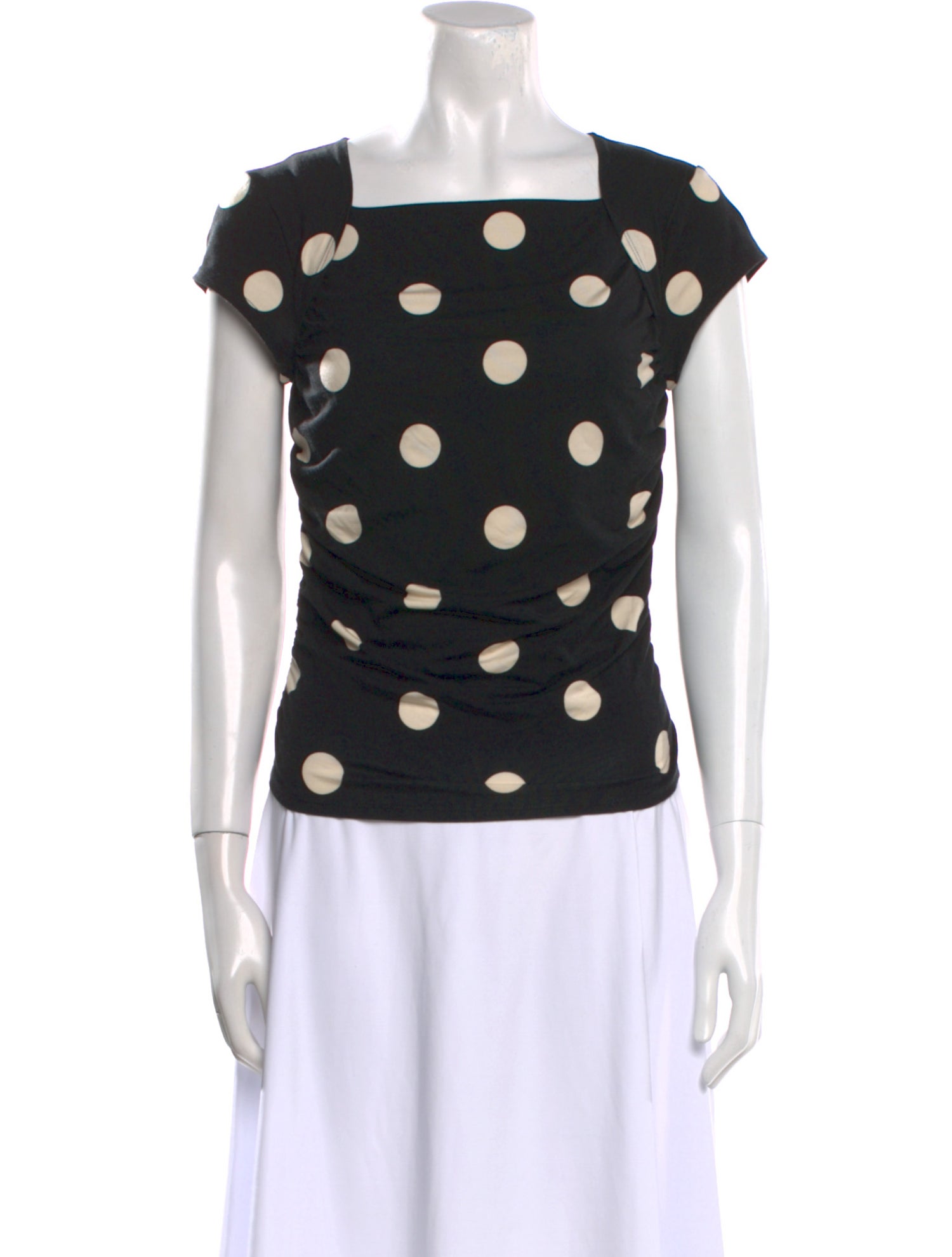 Reformation Polka Dot Print Square Neckline Blouse
