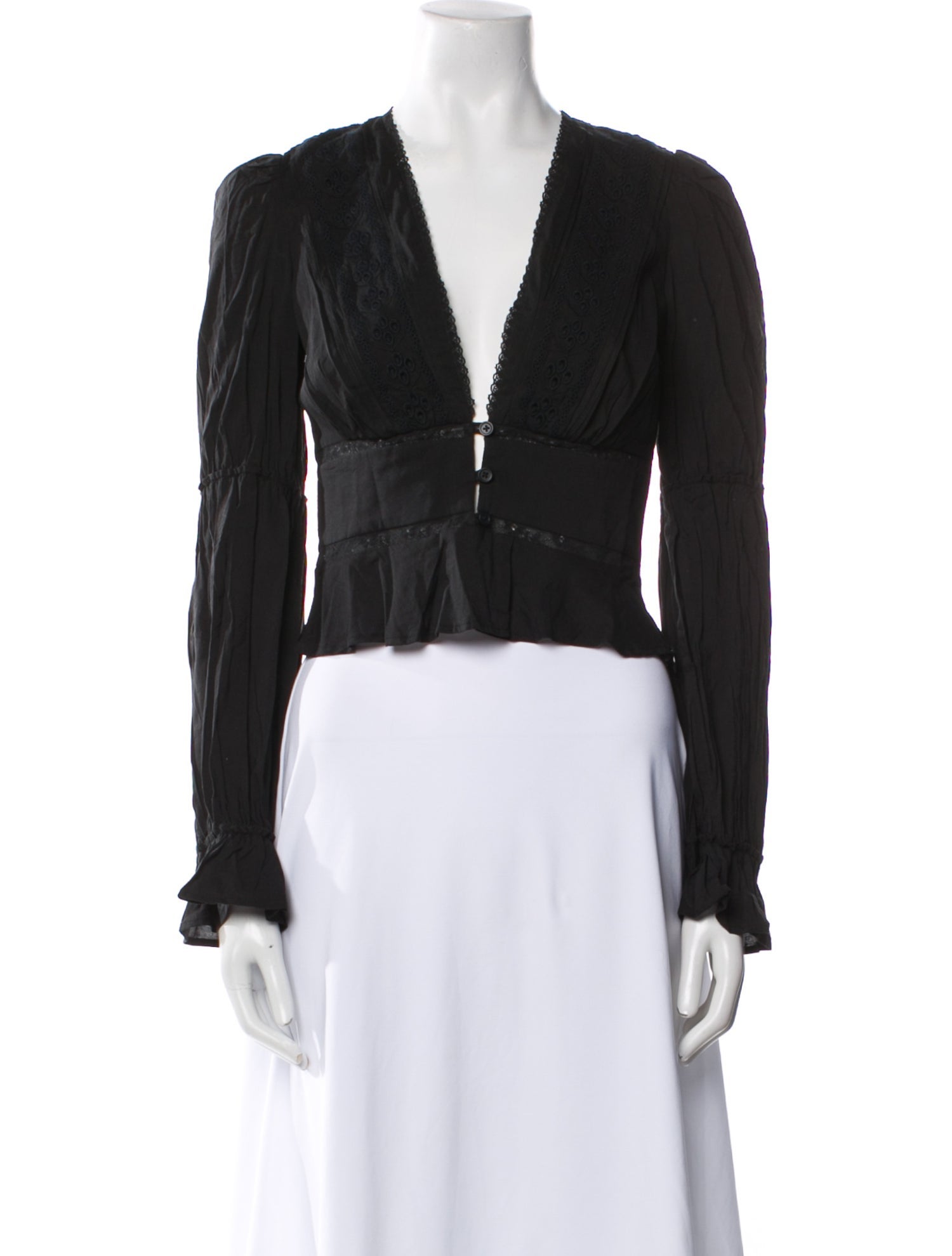 Reformation V-Neck Long Sleeve Crop Top