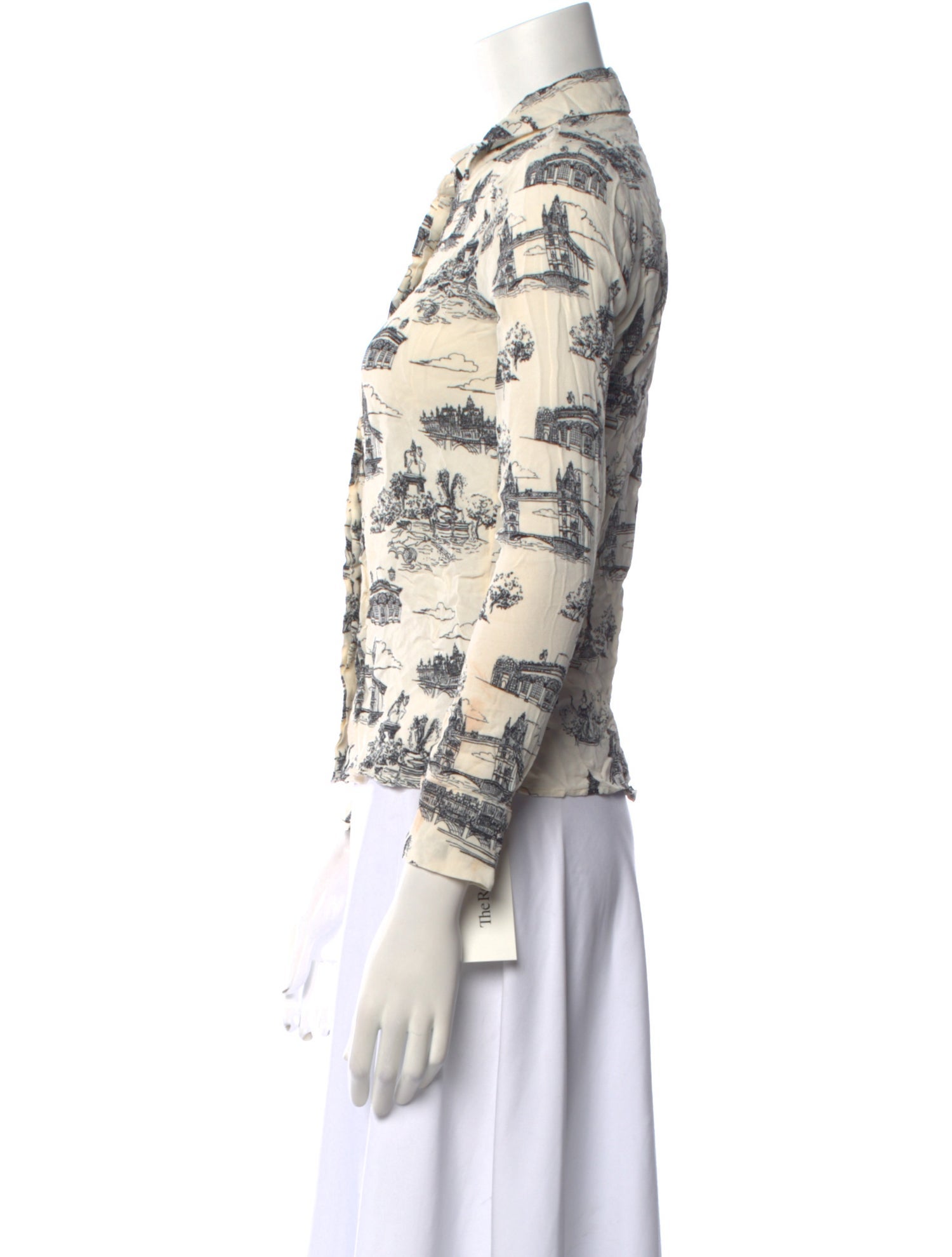 Reformation Printed Long Sleeve Button-Up Top