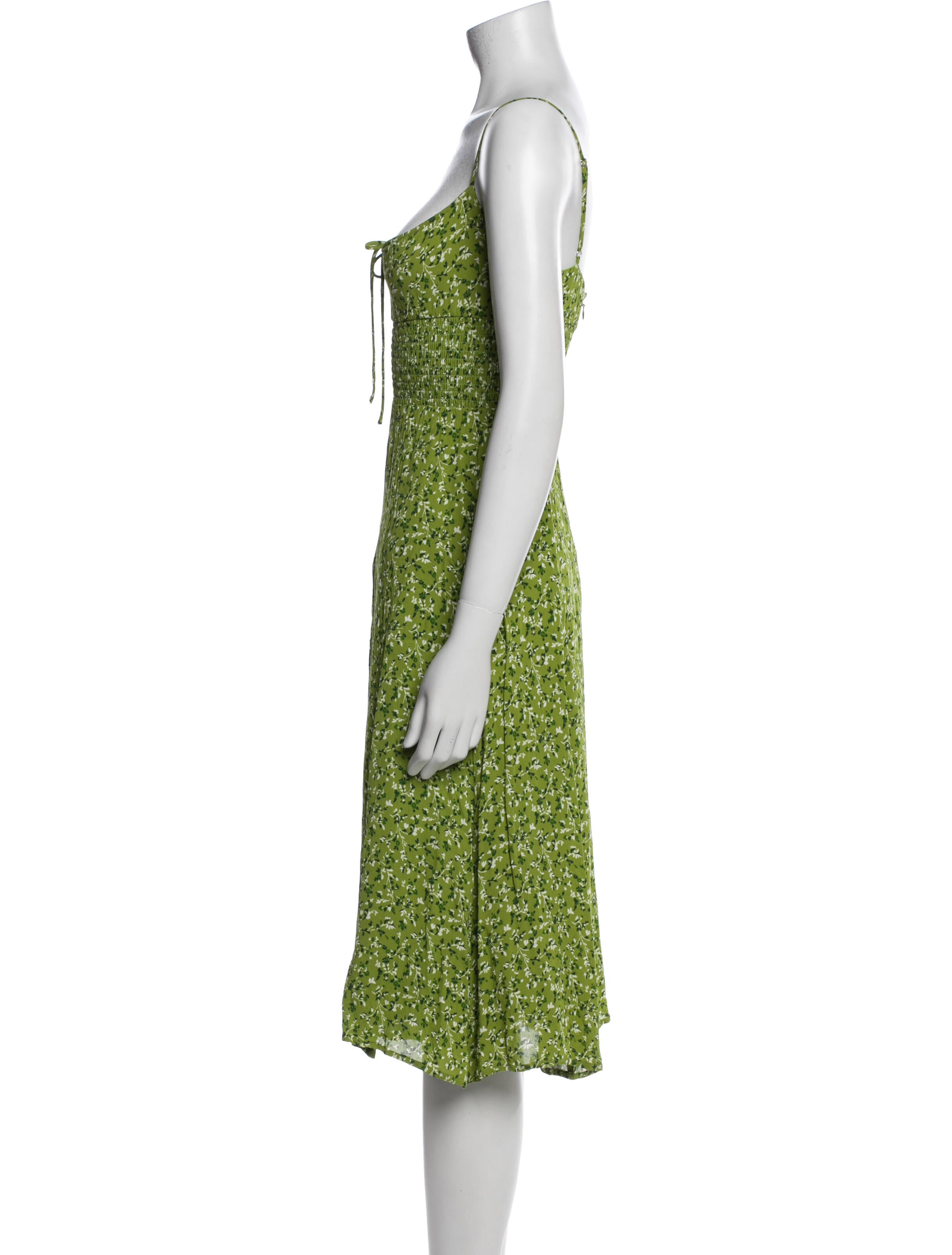 Reformation Floral Print Knee-Length Dress - Green Dresses, Clothing -  WRFMN338592 | The RealReal