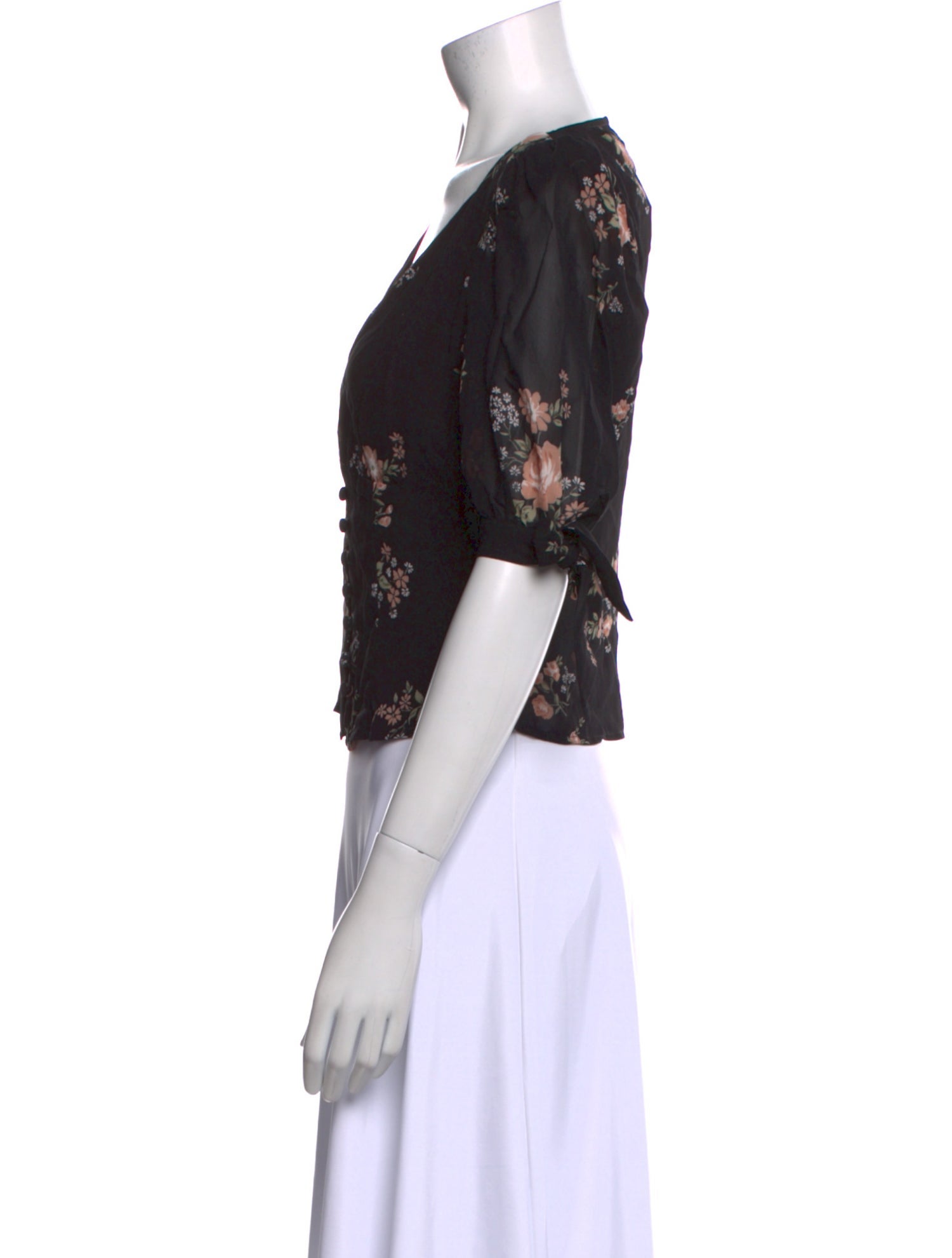 Reformation Floral Print V-Neck Crop Top