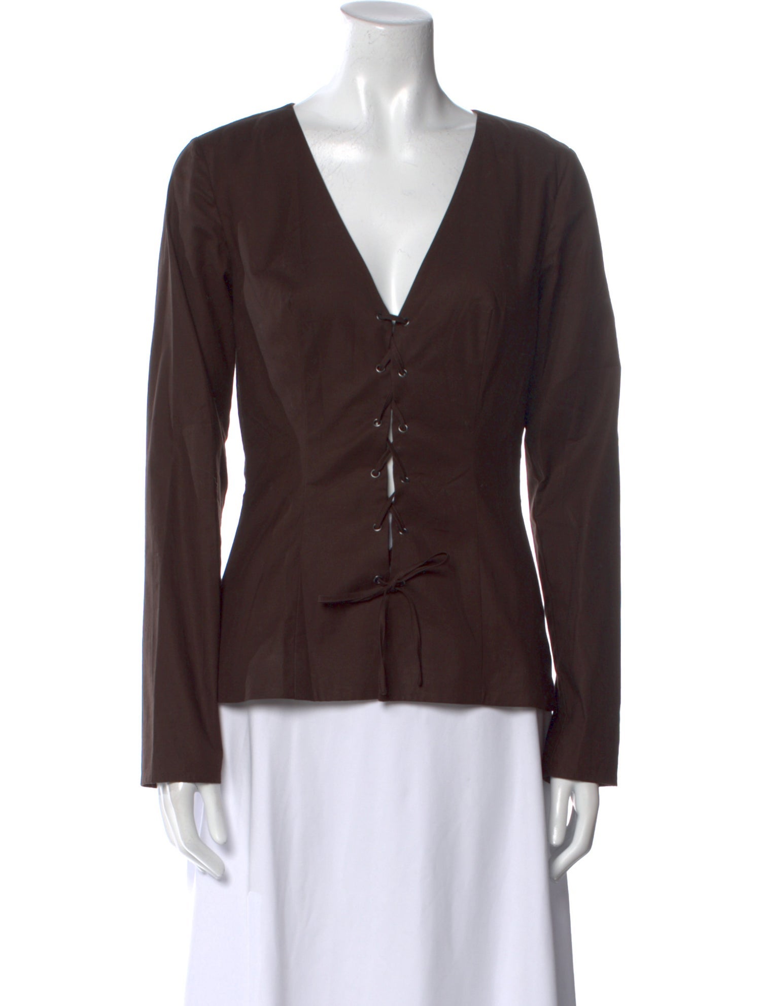 Reformation V-Neck Long Sleeve Blouse