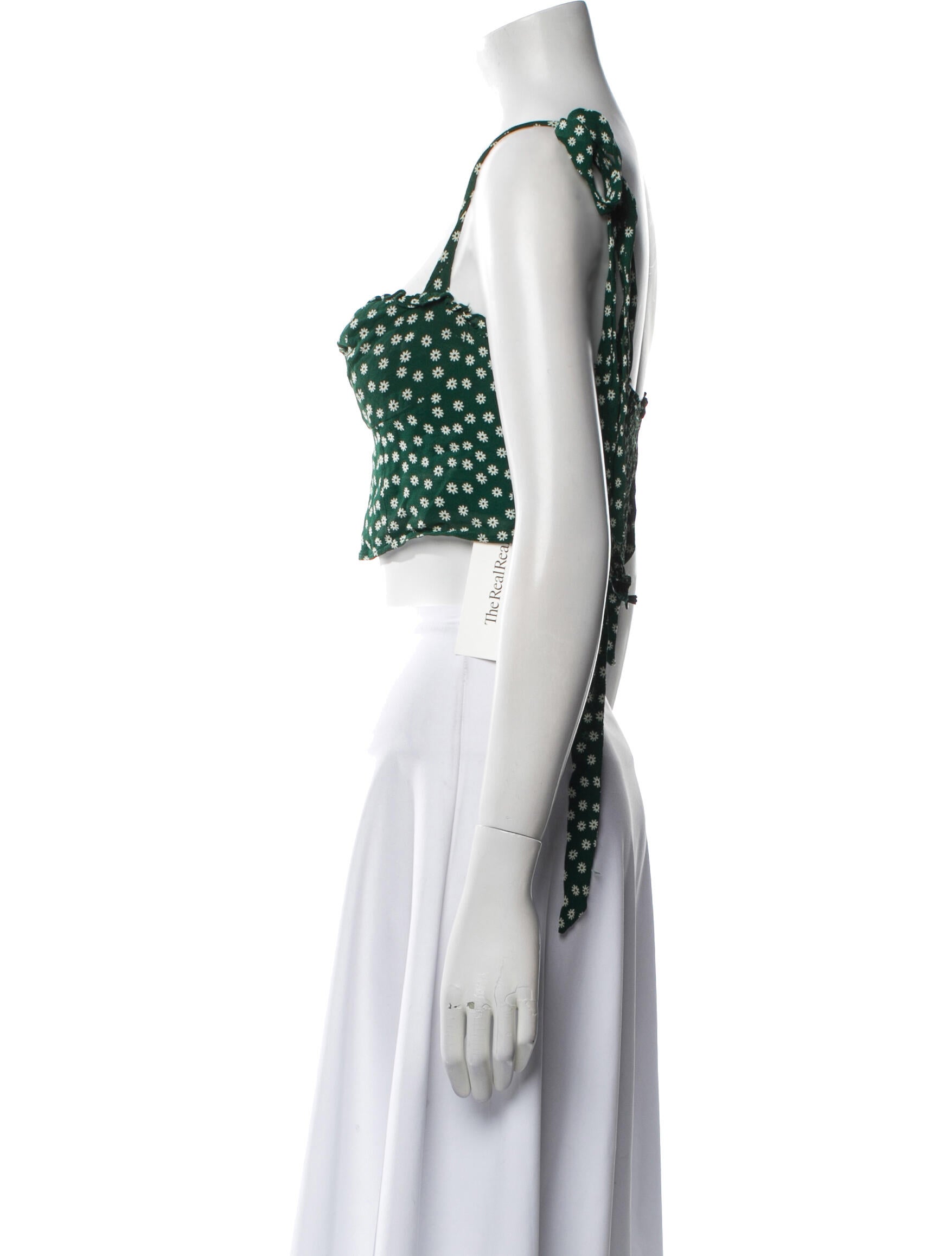 Reformation Floral Print Square Neckline Crop Top