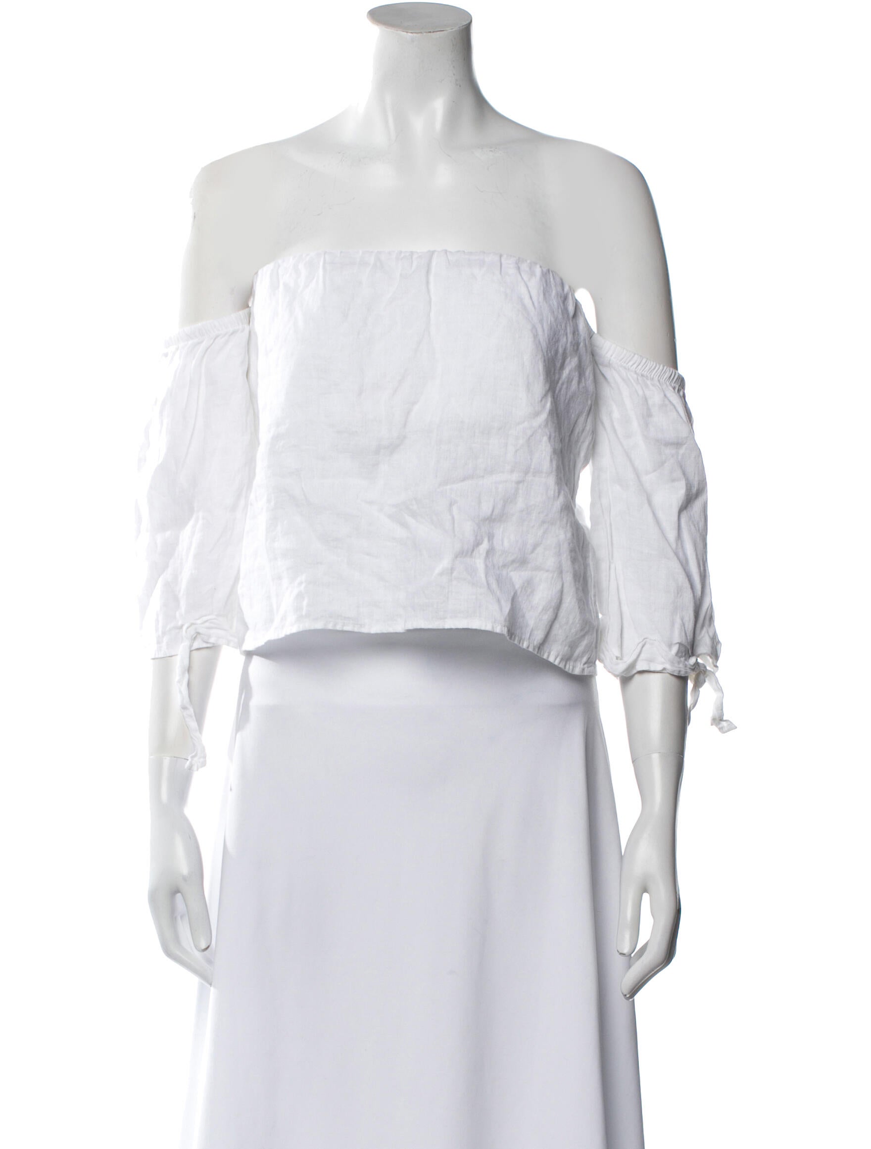 Reformation Off-The-Shoulder Three-Quarter Sleeve Crop Top