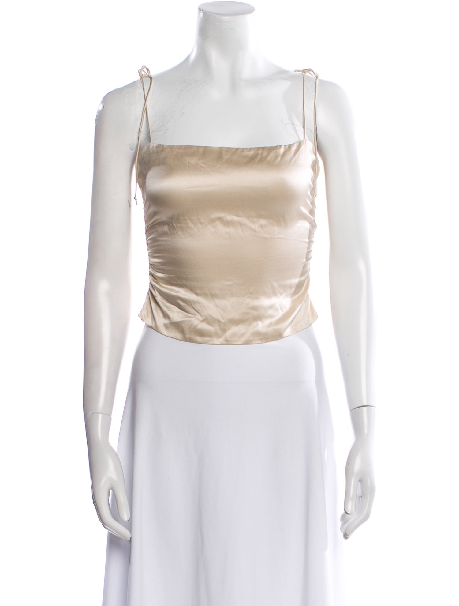 Reformation Satin Square Neckline Crop Top