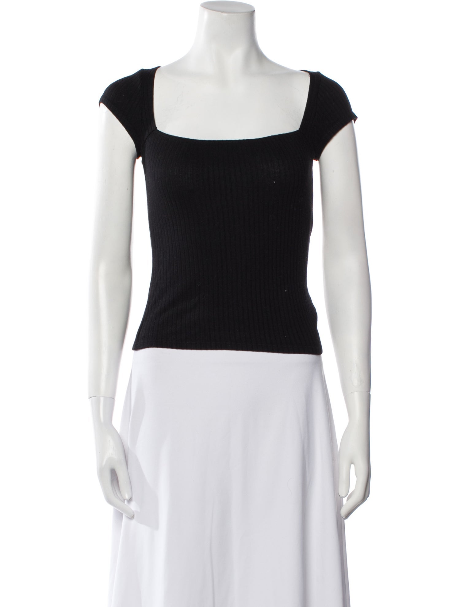 Reformation Square Neckline Short Sleeve Crop Top