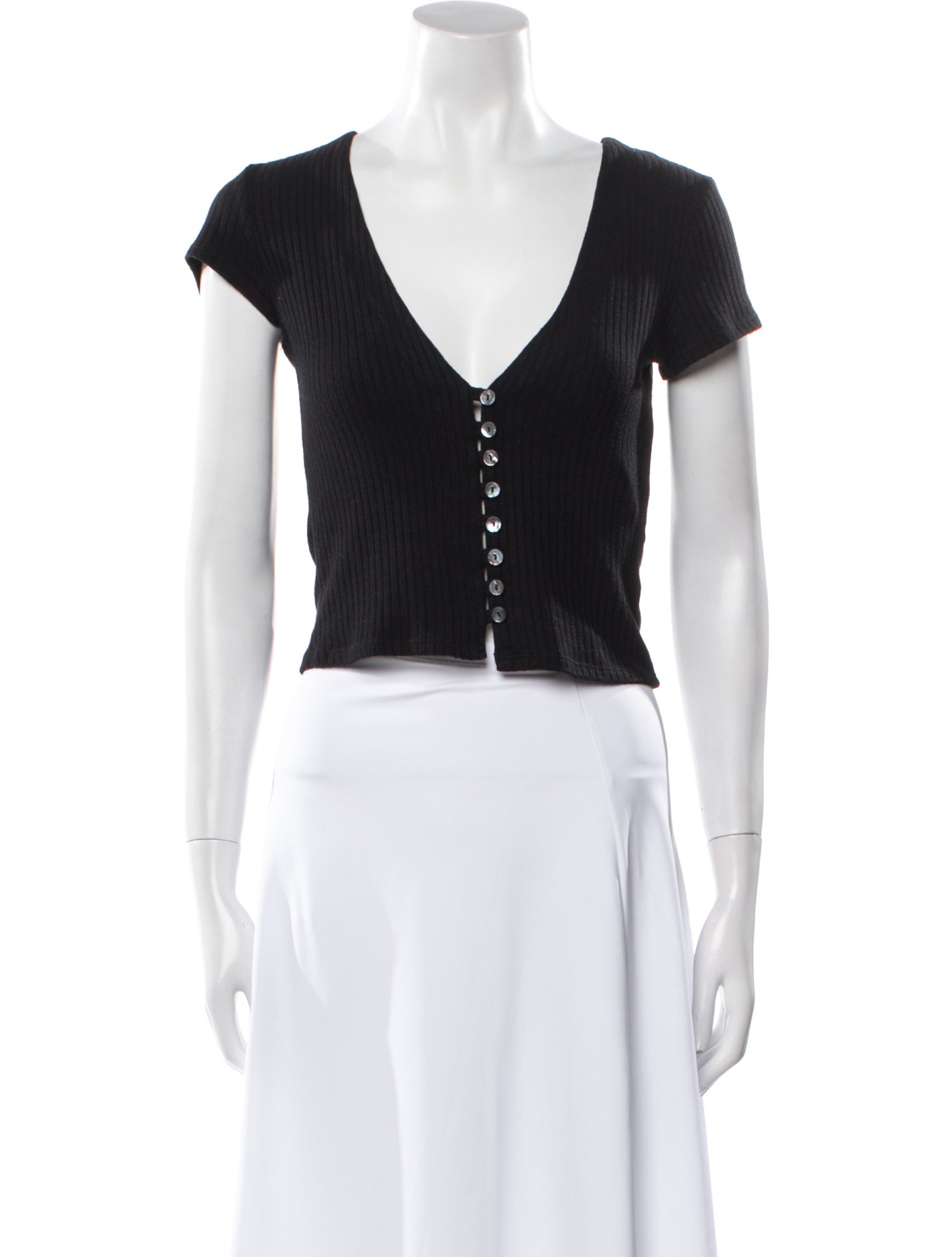 Reformation V-Neck Short Sleeve Crop Top