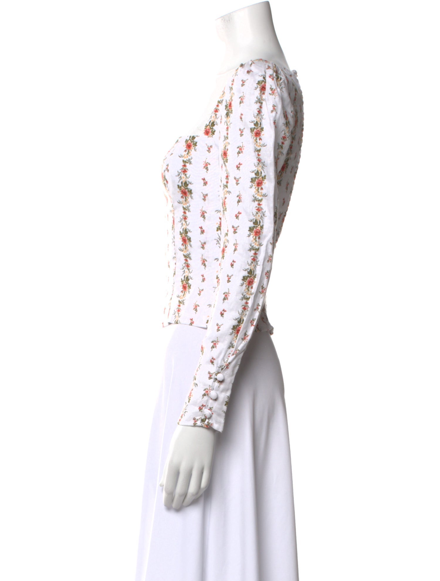 Reformation Linen Floral Print Crop Top