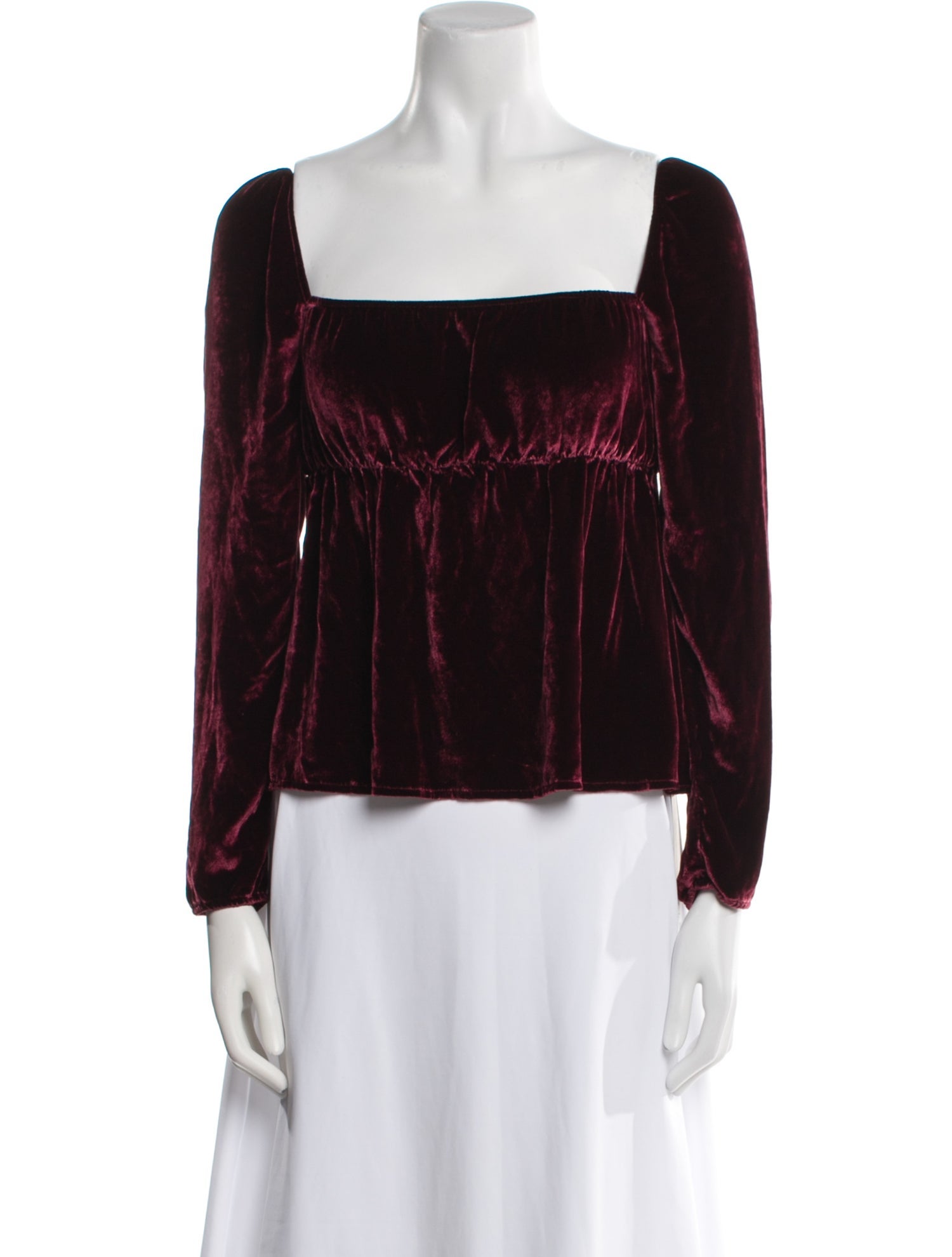 Reformation Square Neckline Long Sleeve Blouse