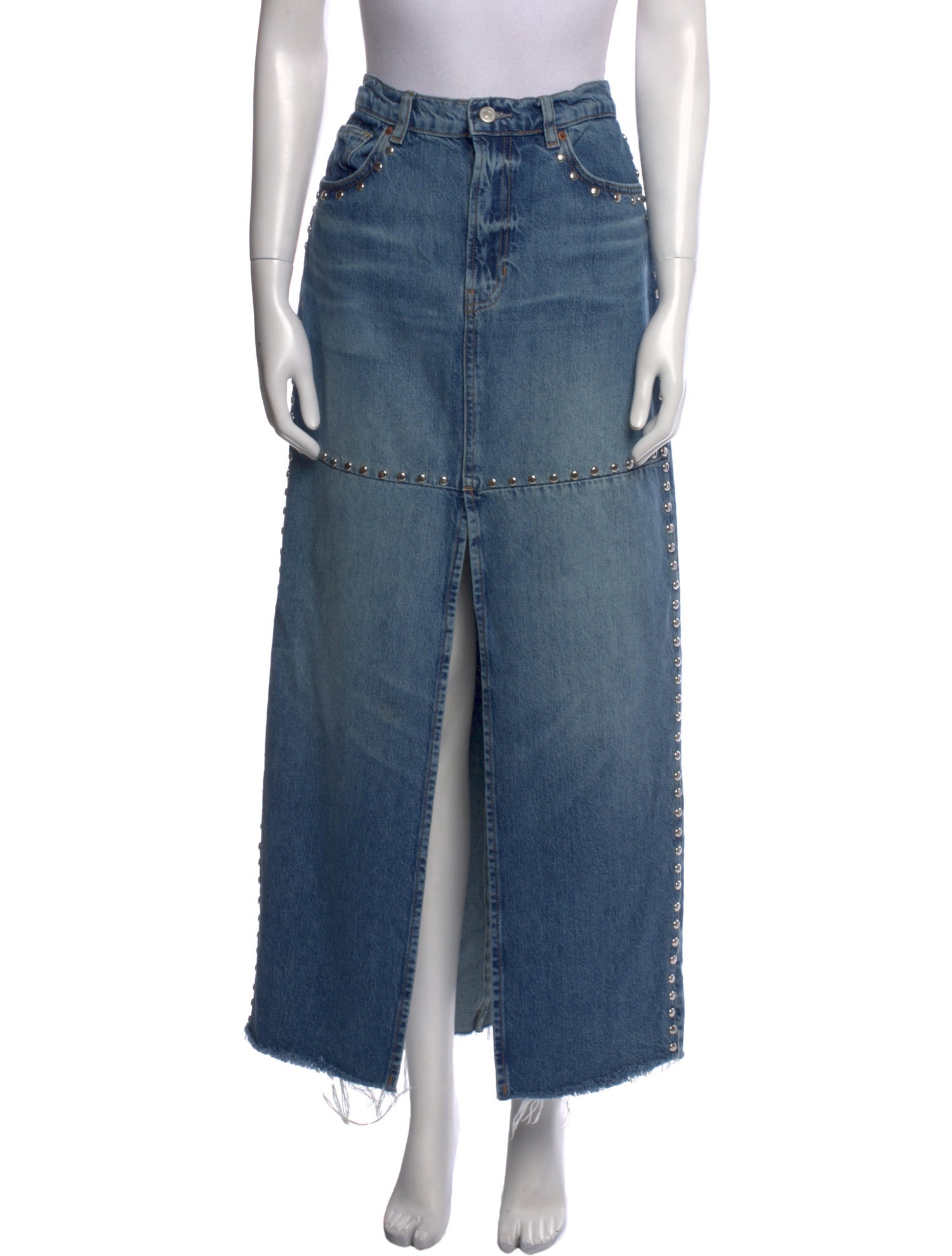 Reformation Distressed Accents Long Skirt