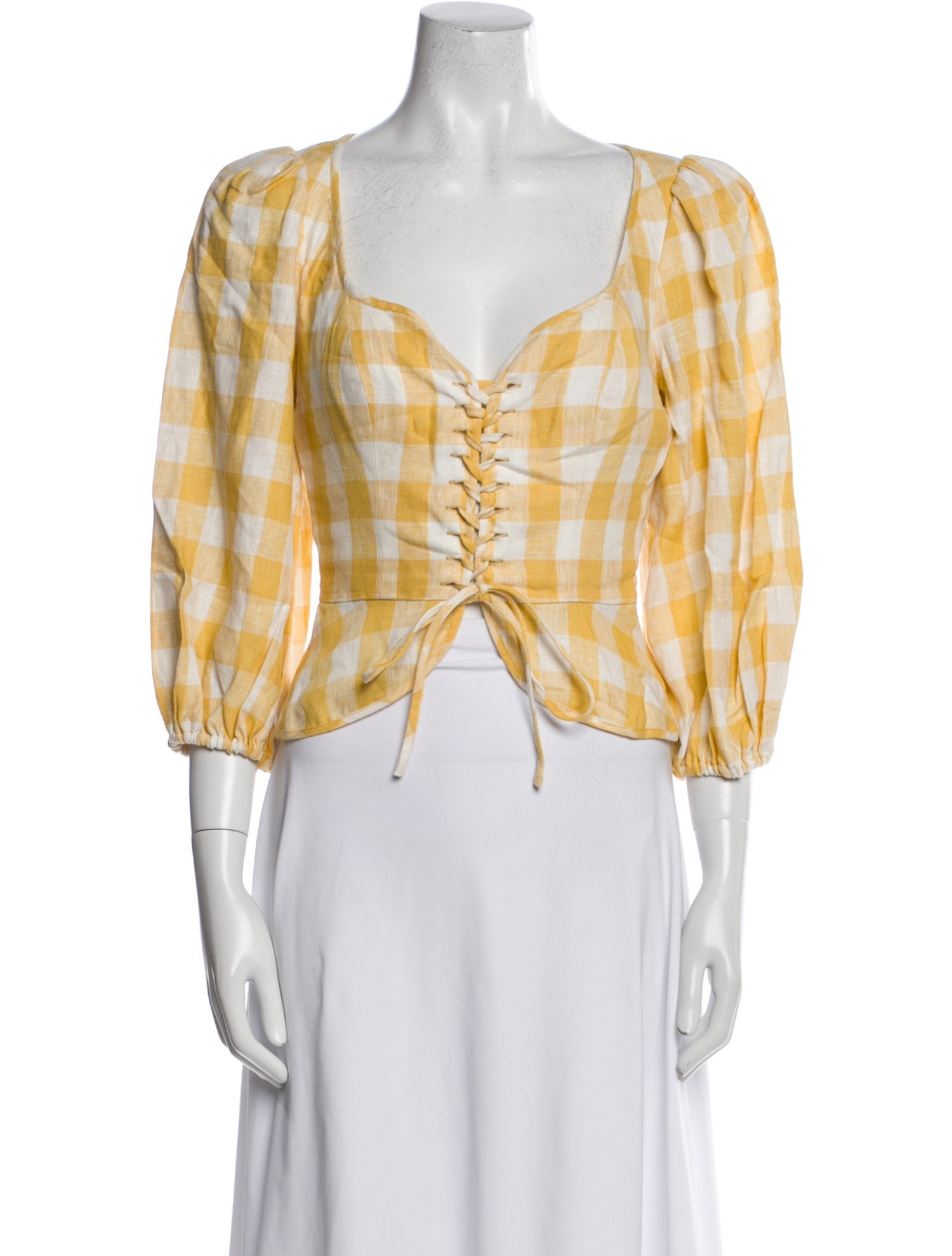 Reformation Linen Plaid Print Crop Top