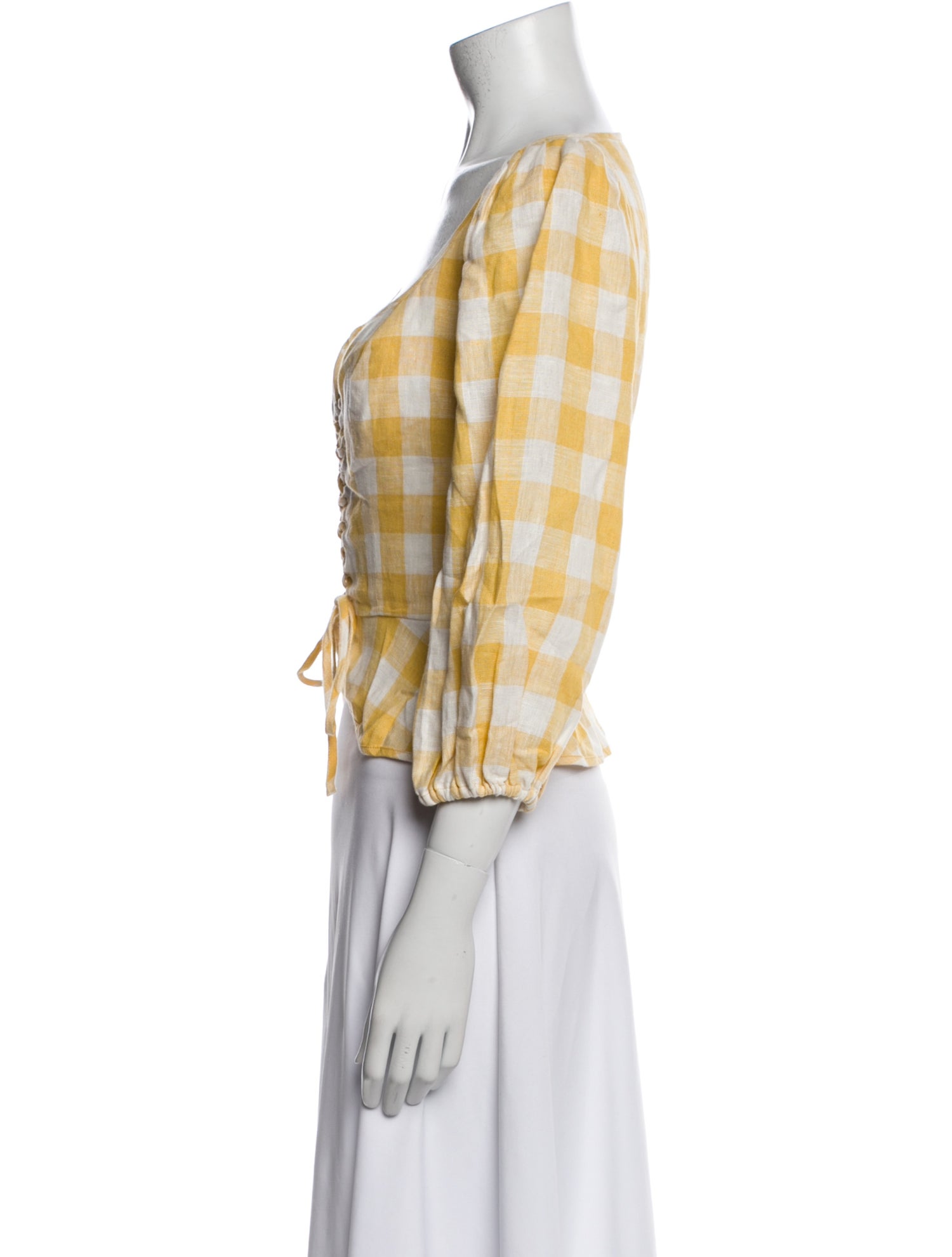 Reformation Linen Plaid Print Crop Top