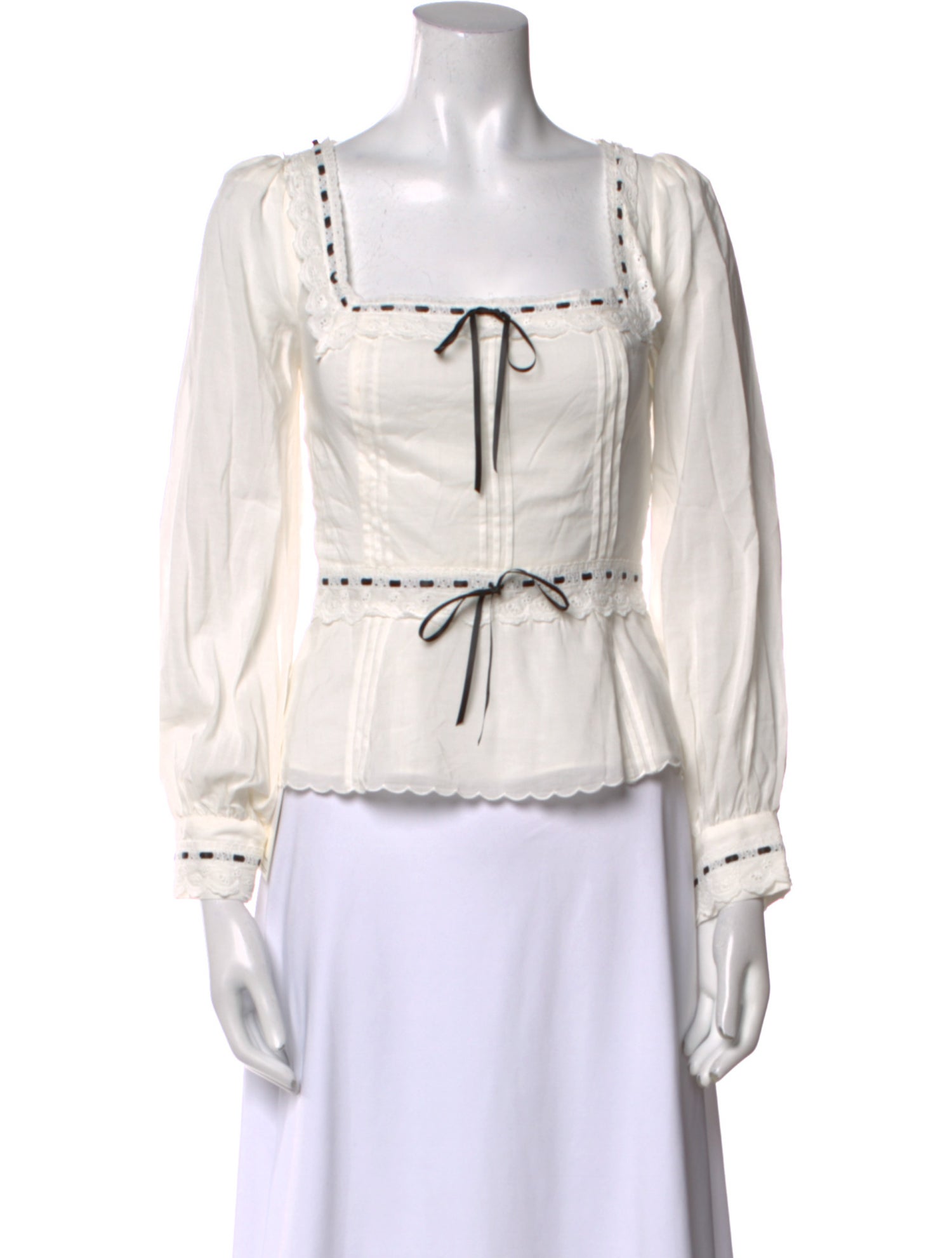 Reformation Square Neckline Long Sleeve Crop Top