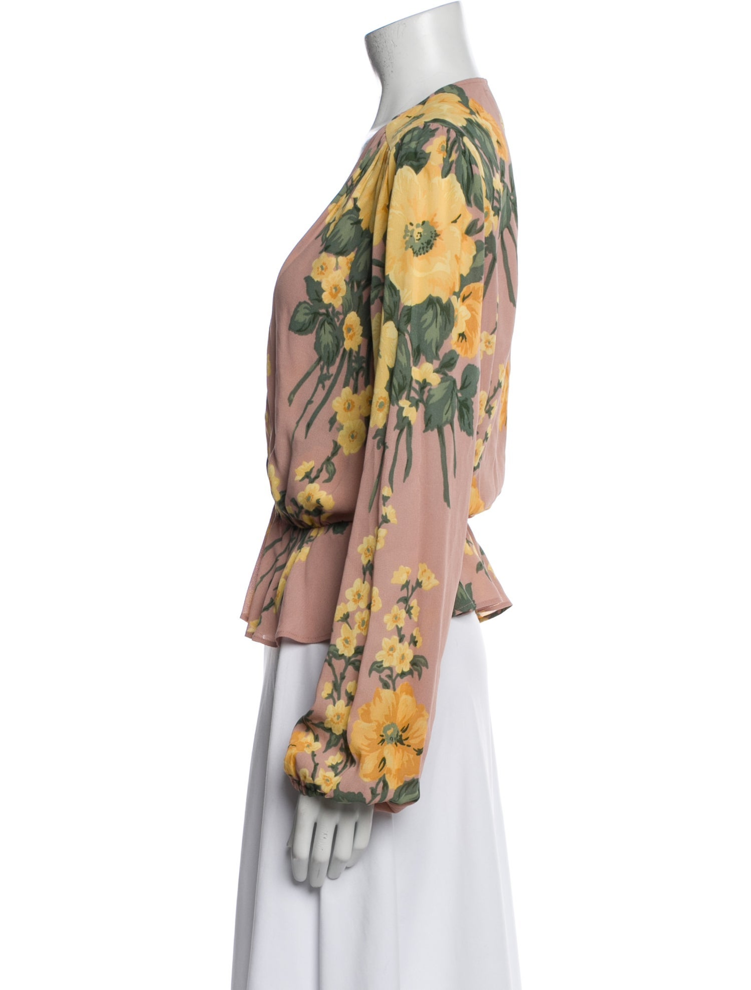 Reformation Floral Print V-Neck Blouse