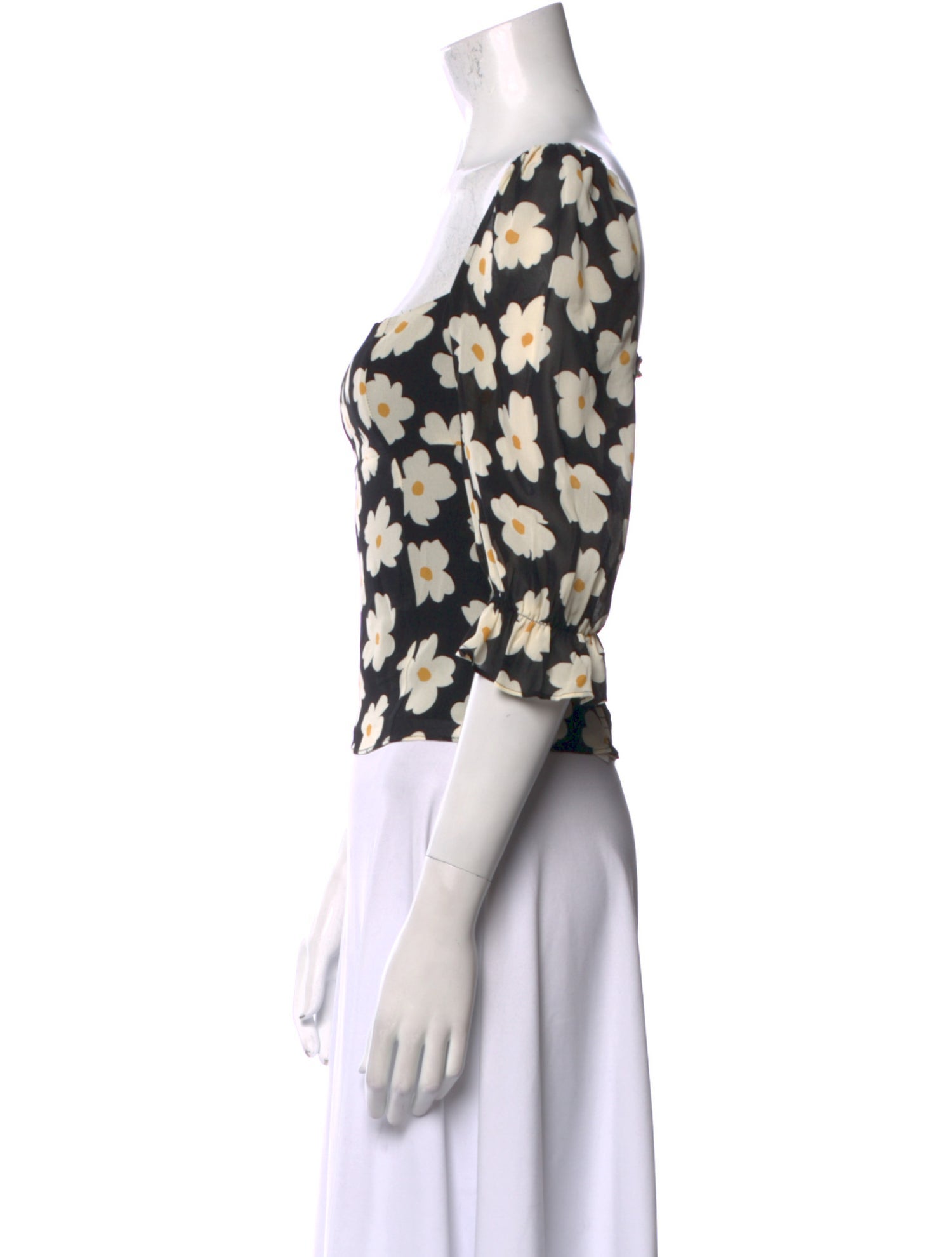Reformation Floral Print Square Neckline Crop Top
