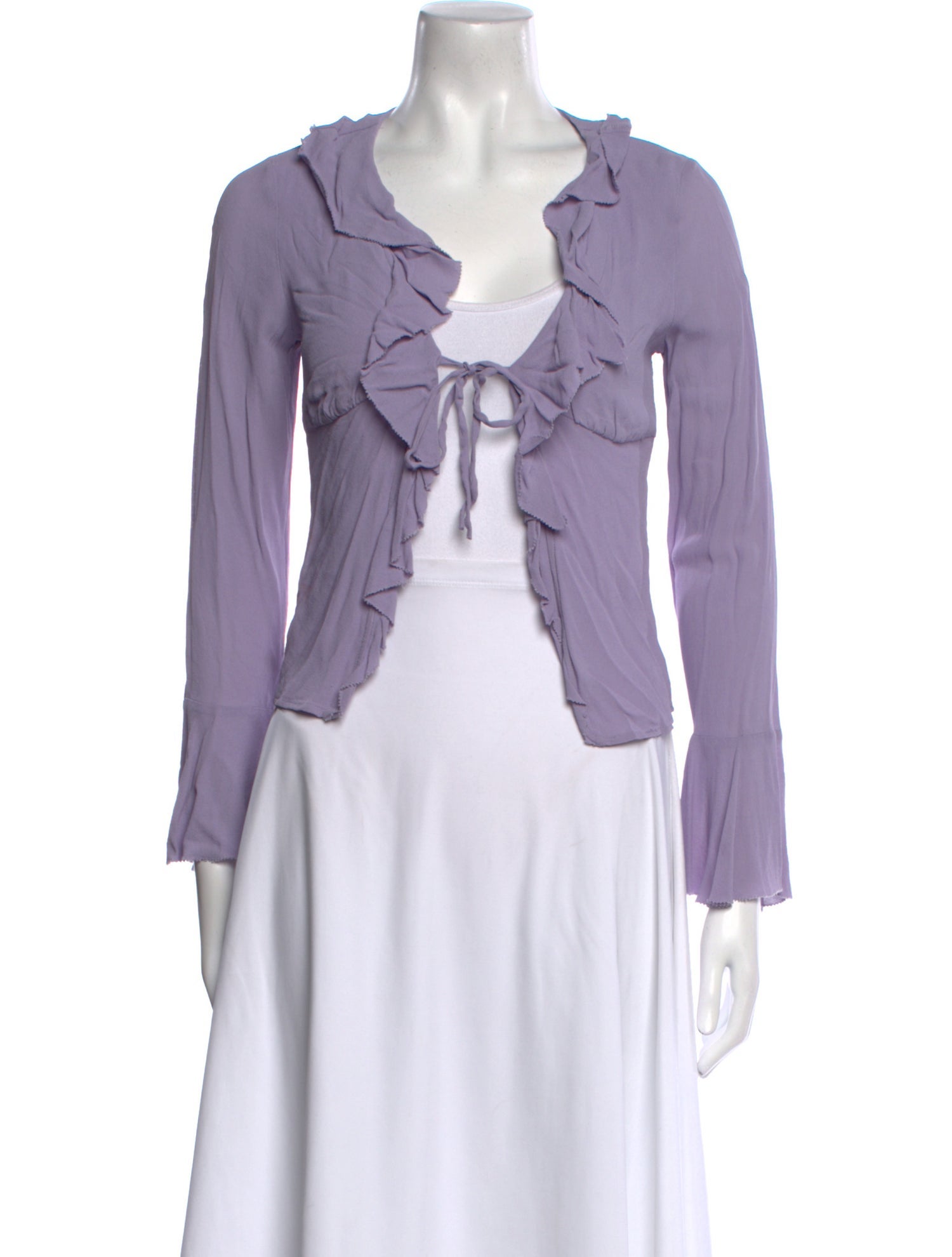 Reformation V-Neck Long Sleeve Crop Top