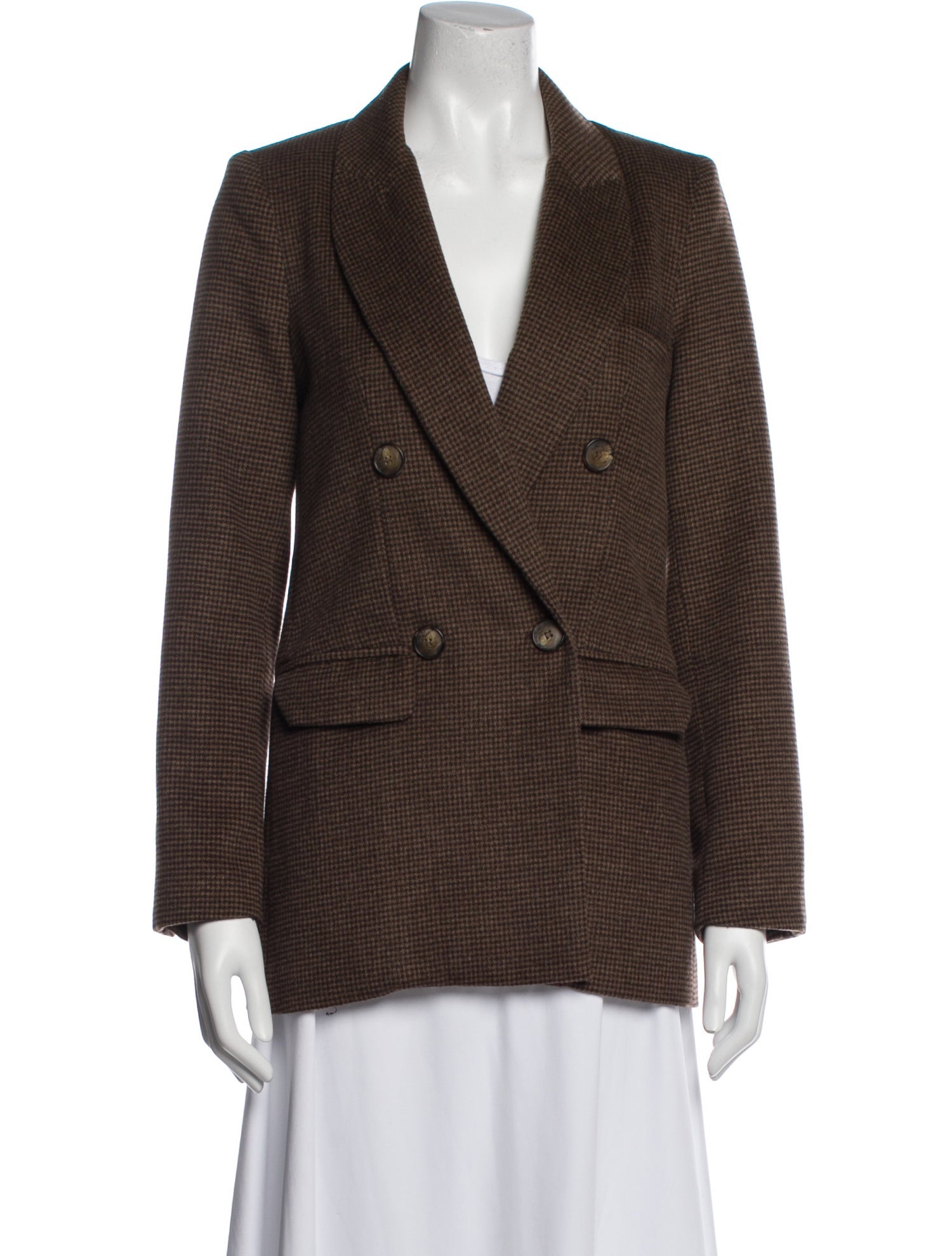 Reformation Wool Plaid Print Blazer