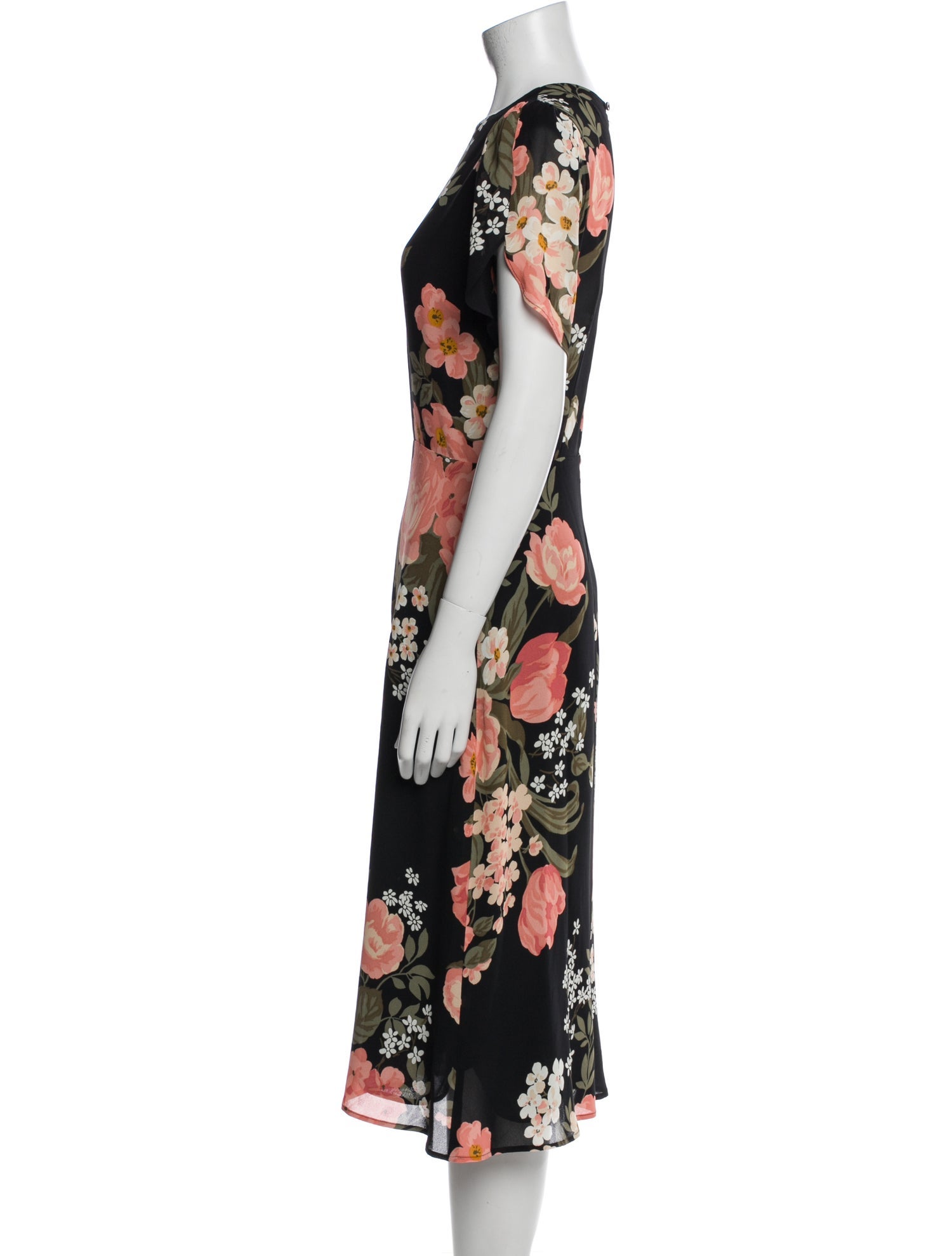 Reformation Floral Print Midi Length Dress