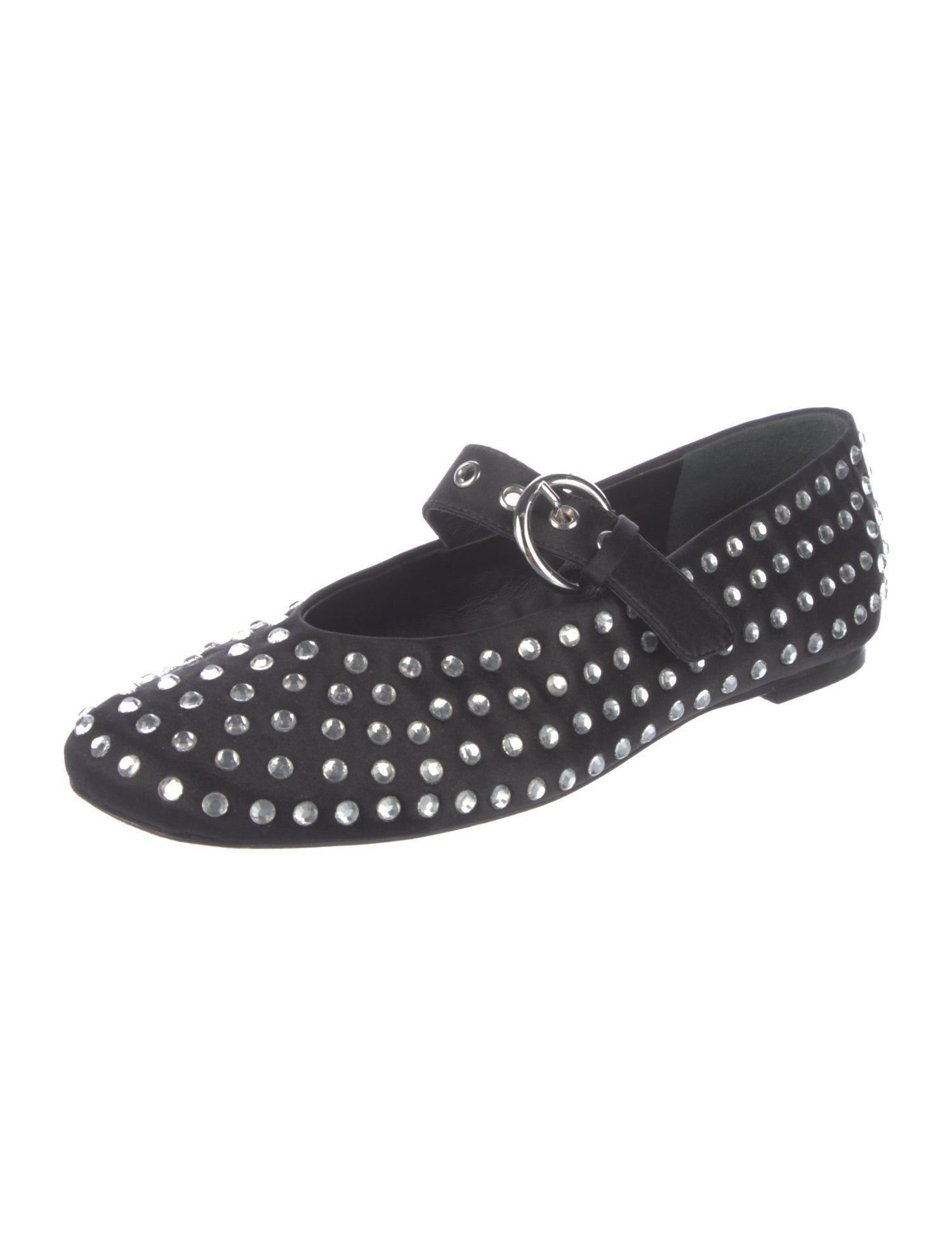 Reformation Satin Crystal Embellishments Mary Jane Flats