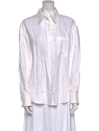 Reformation Linen Striped Button-Up Top