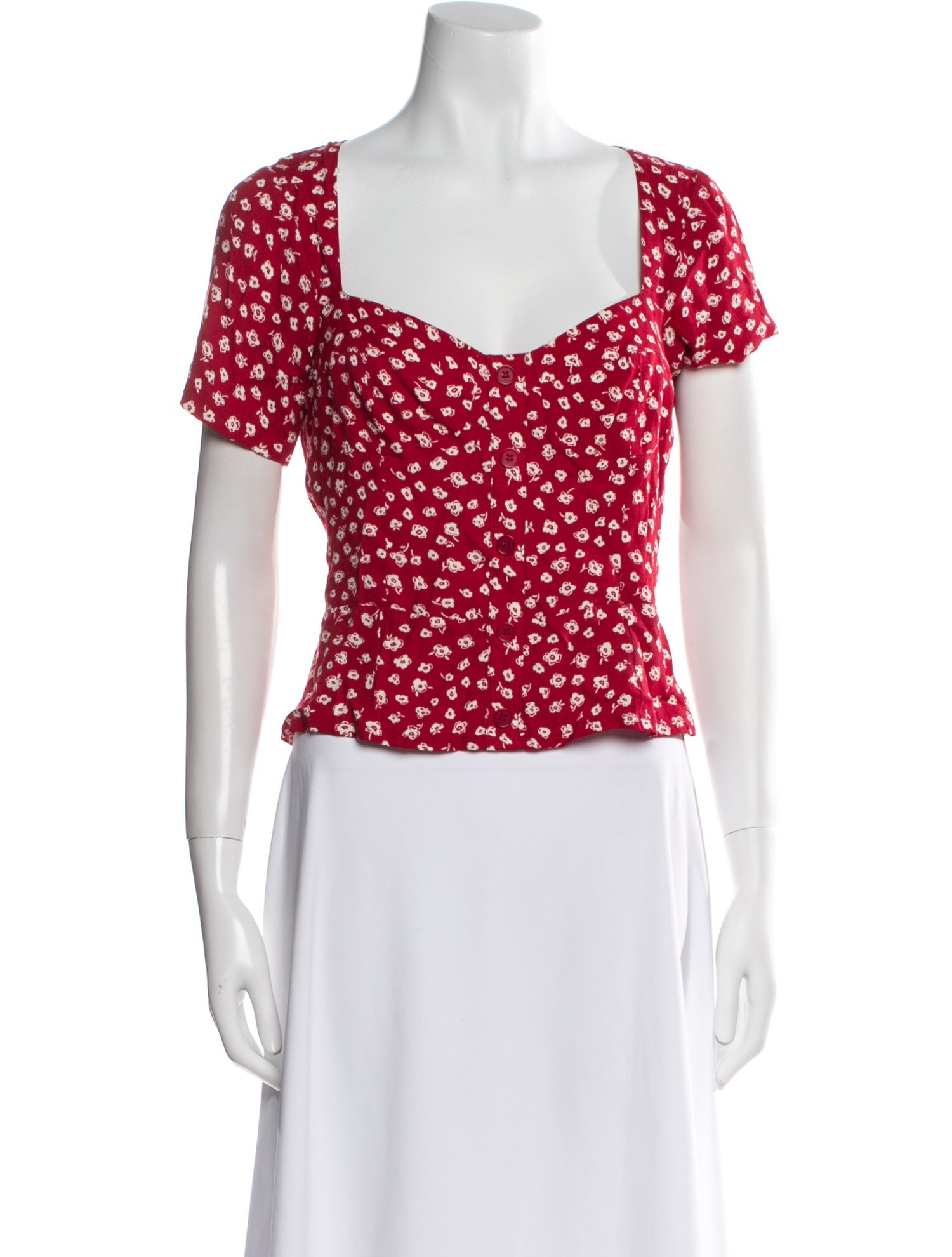 Reformation Floral Print Square Neckline Crop Top