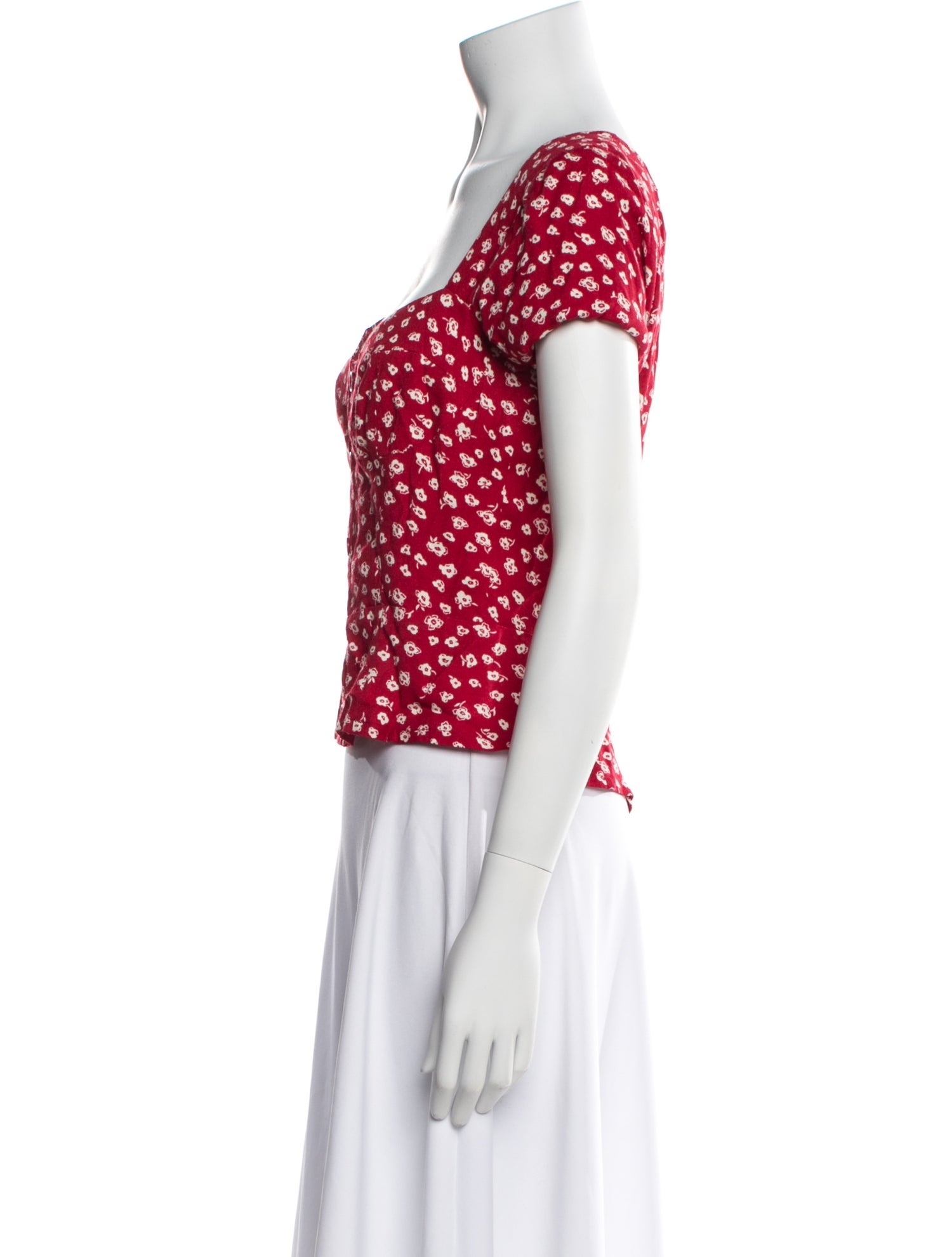 Reformation Floral Print Square Neckline Crop Top