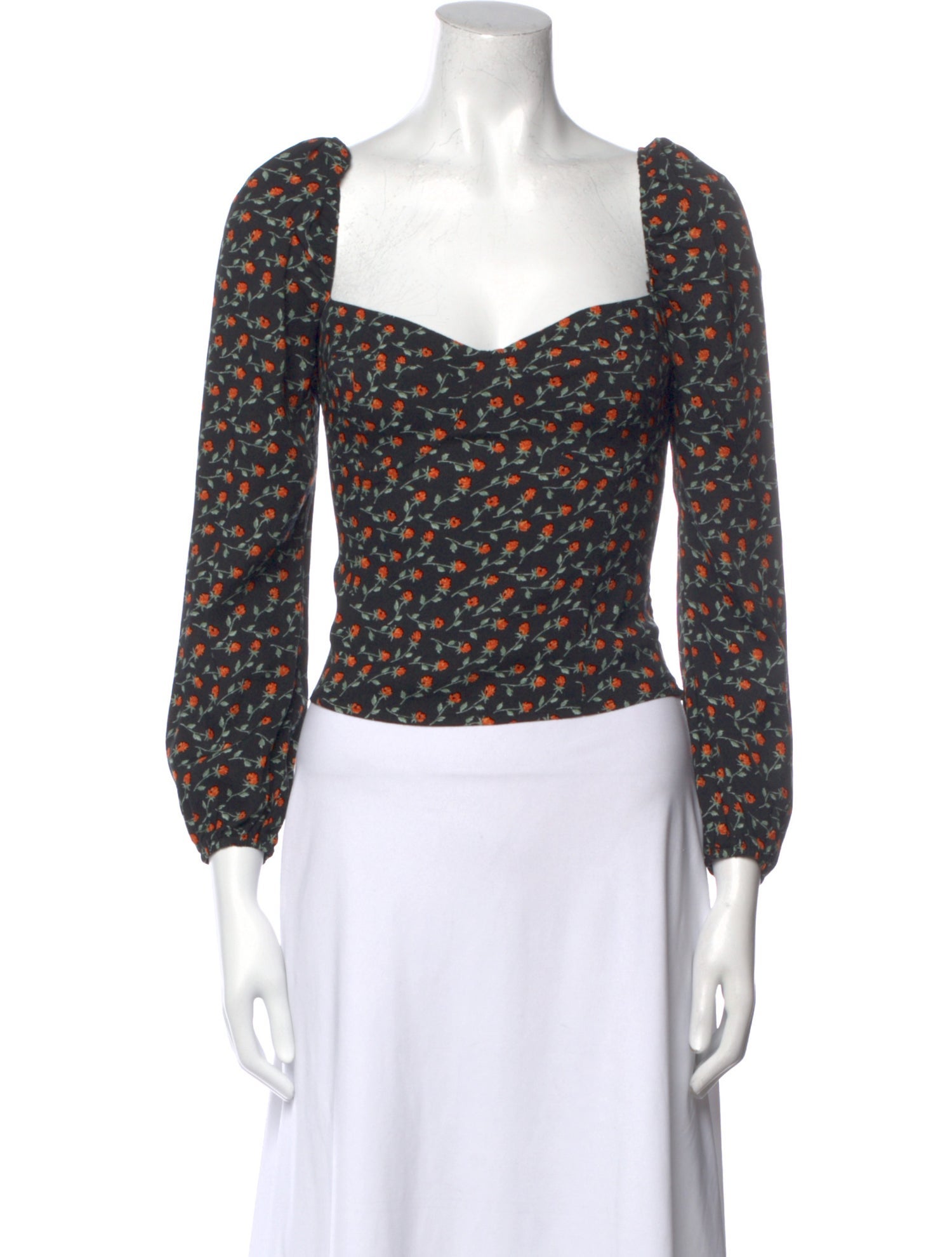 Reformation Floral Print Square Neckline Crop Top