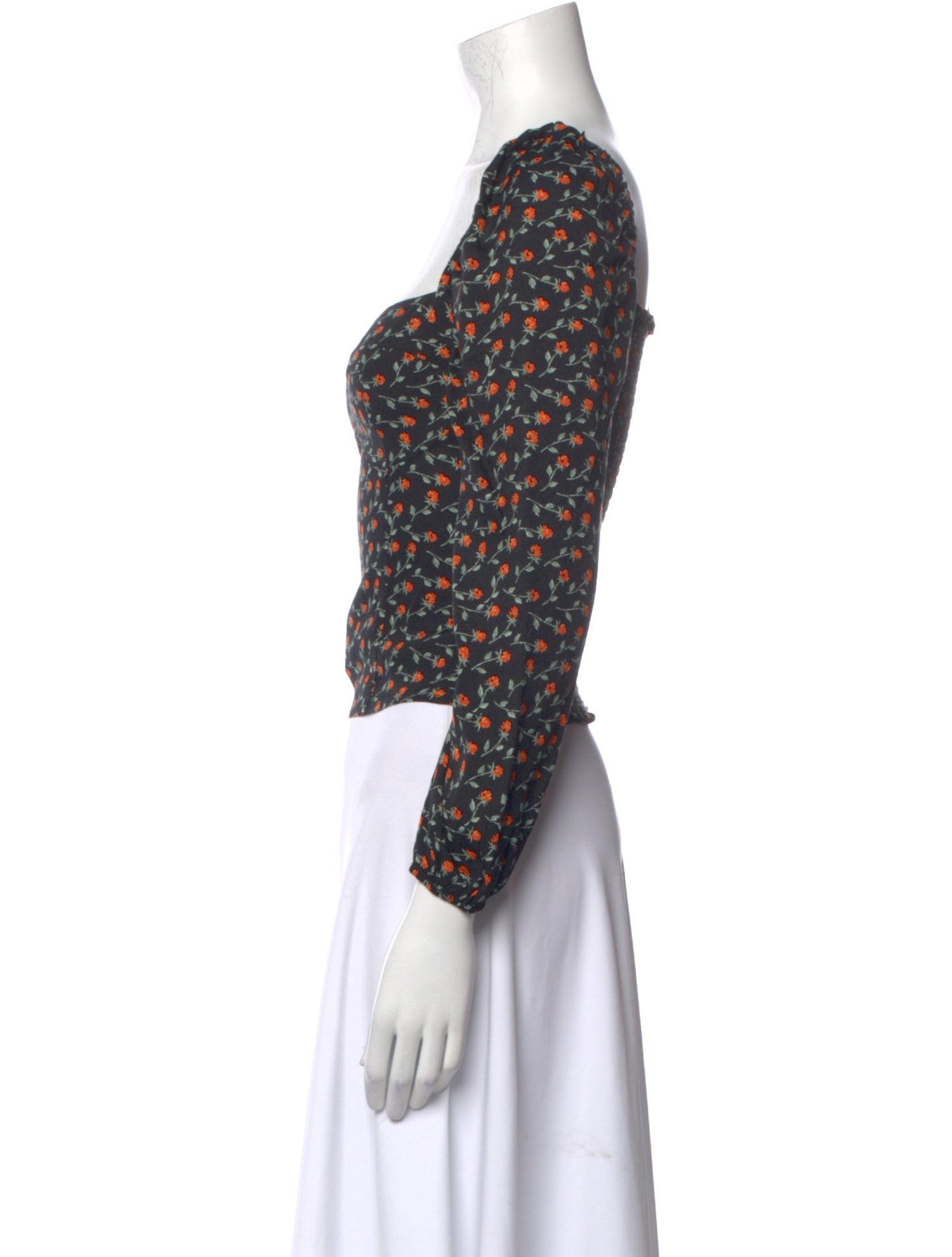 Reformation Floral Print Square Neckline Crop Top