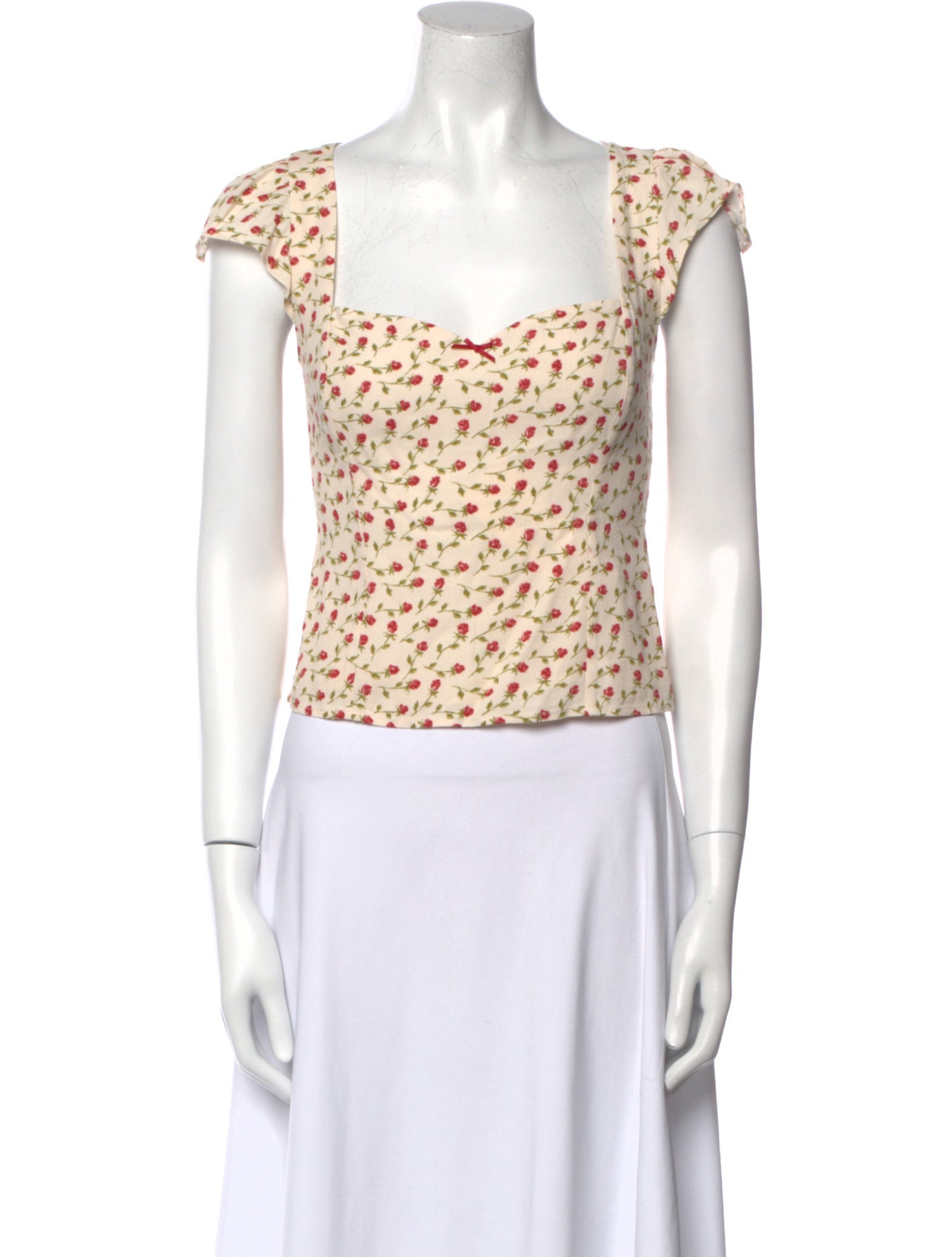 Reformation Floral Print Square Neckline Crop Top