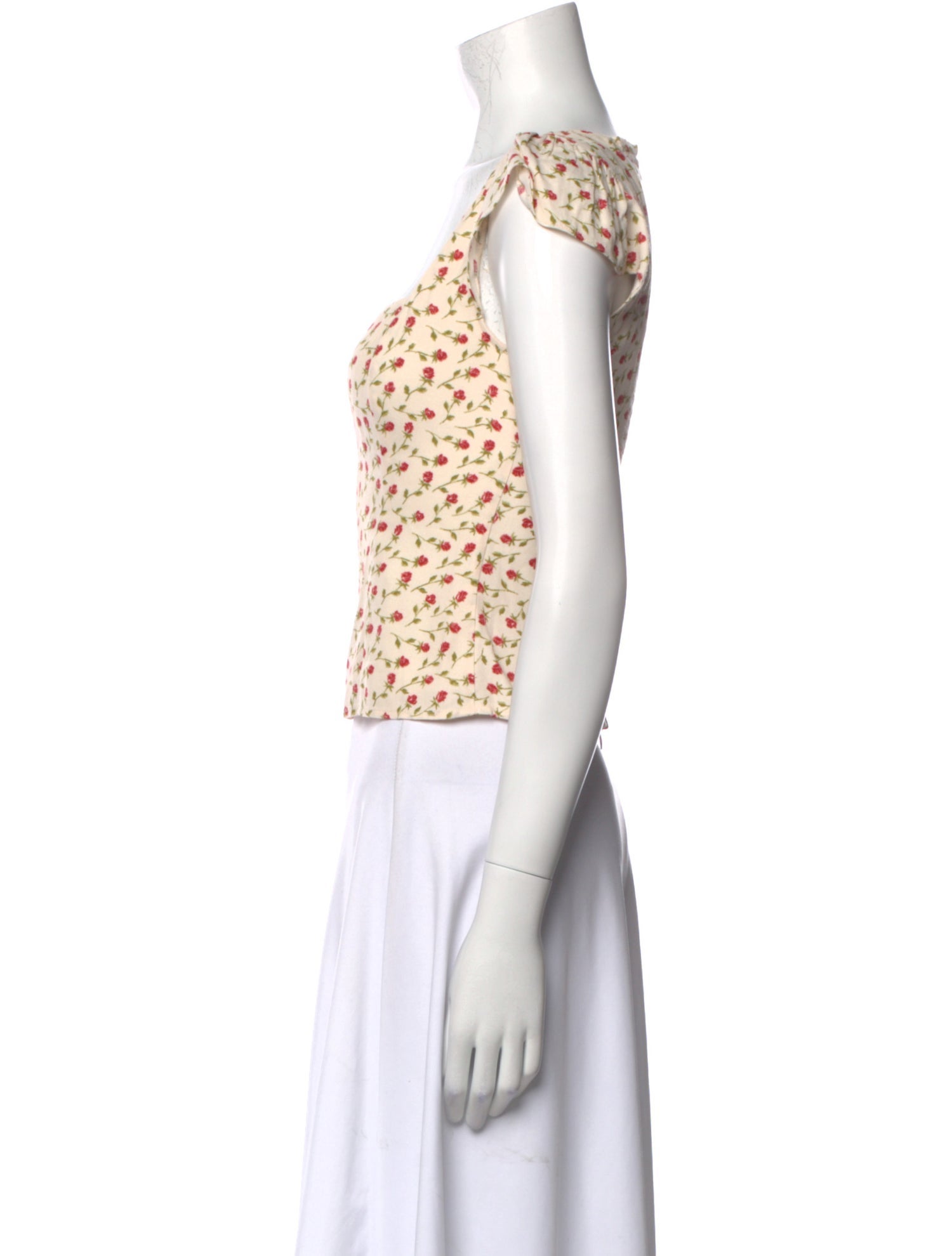 Reformation Floral Print Square Neckline Crop Top