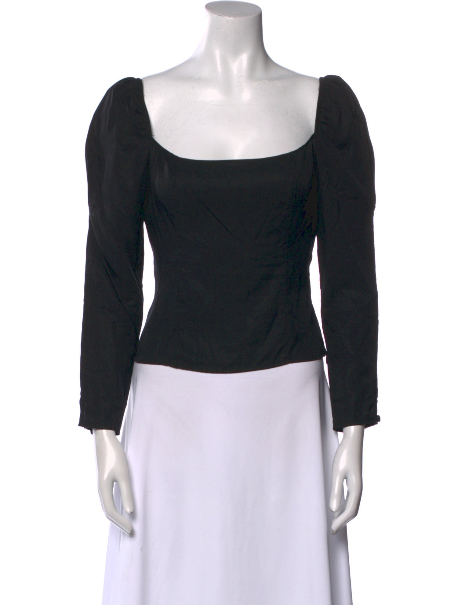 Reformation Square Neckline Three-Quarter Sleeve Crop Top