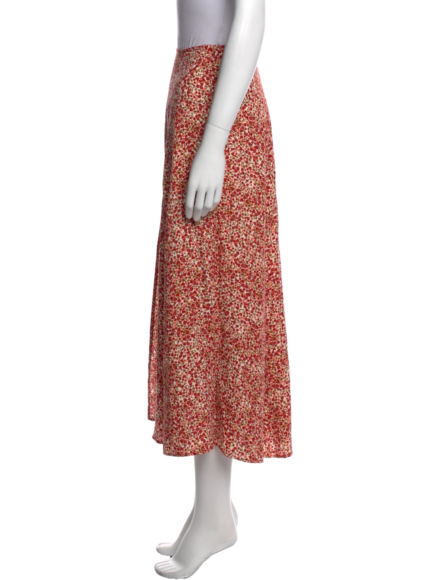 Reformation Floral Print Midi Length Skirt