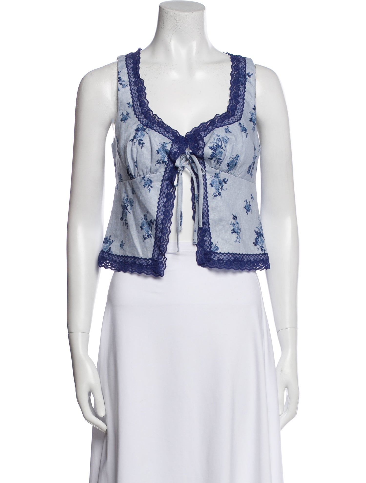 Reformation Linen Printed Crop Top