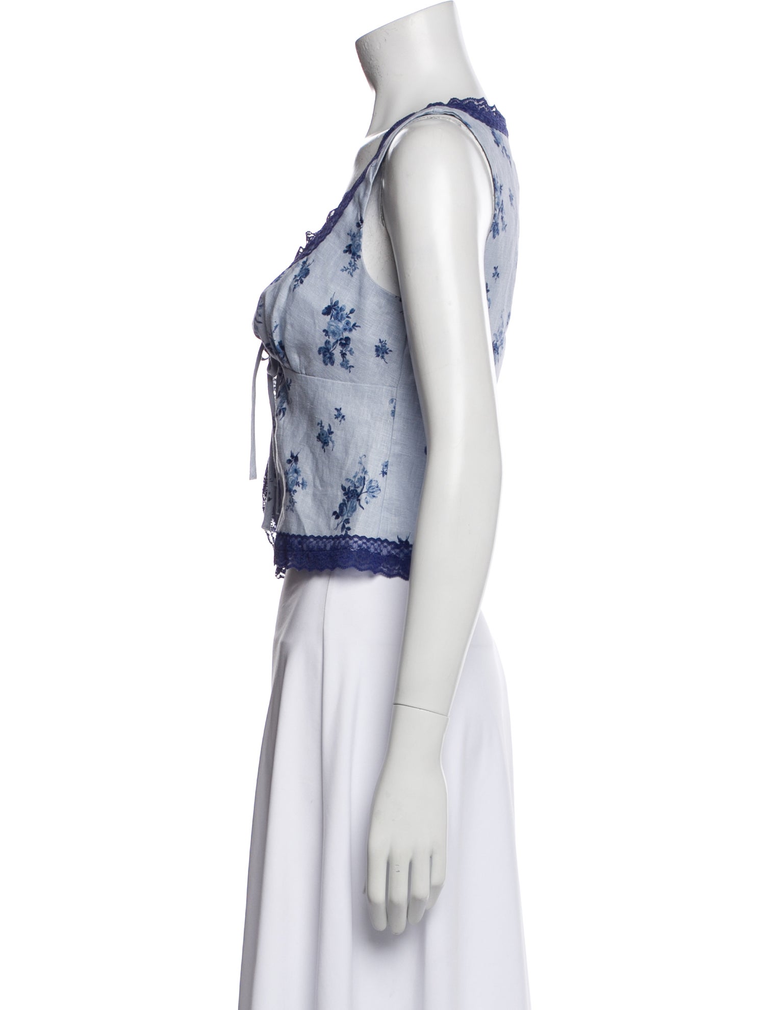 Reformation Linen Printed Crop Top