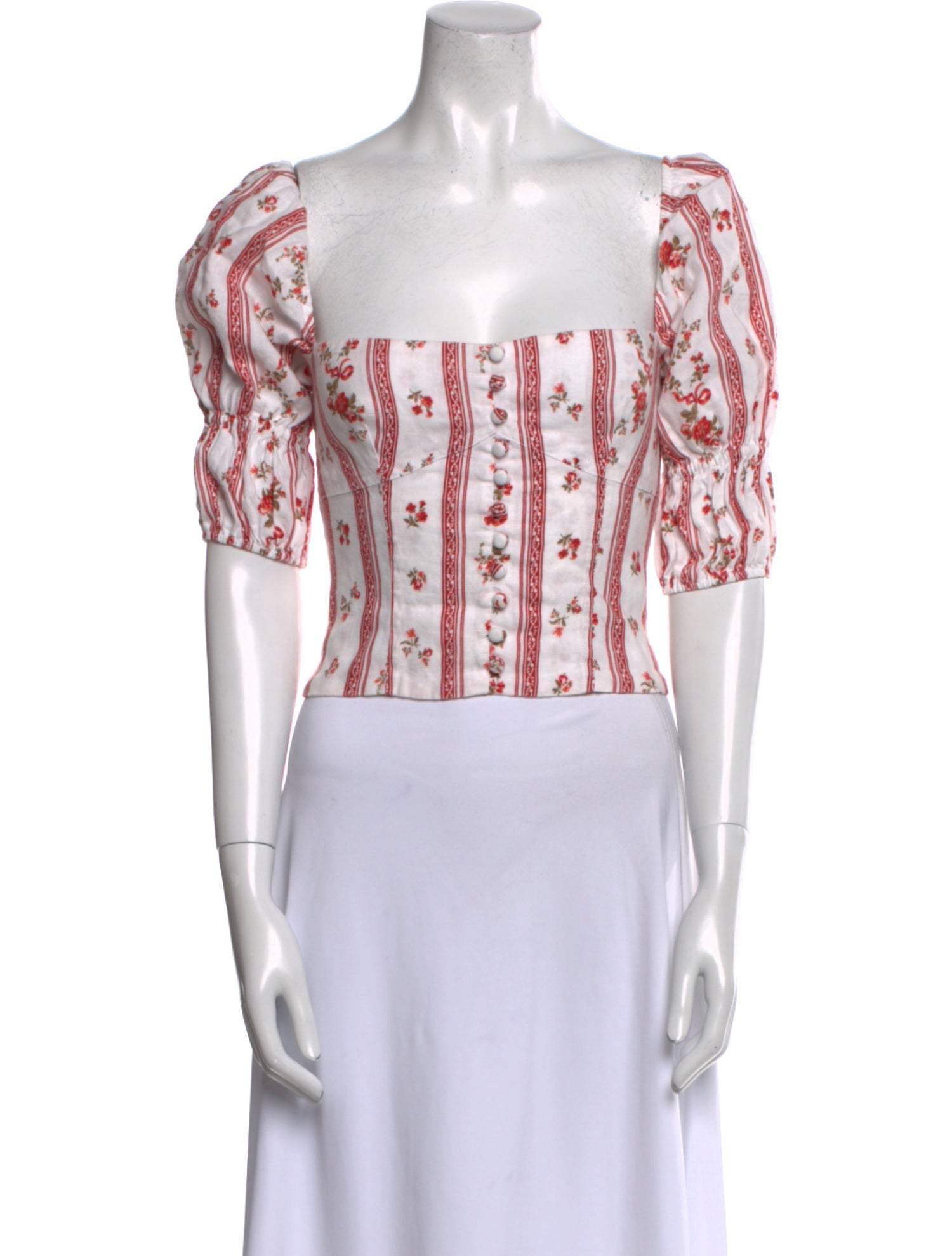 Reformation Linen Printed Crop Top