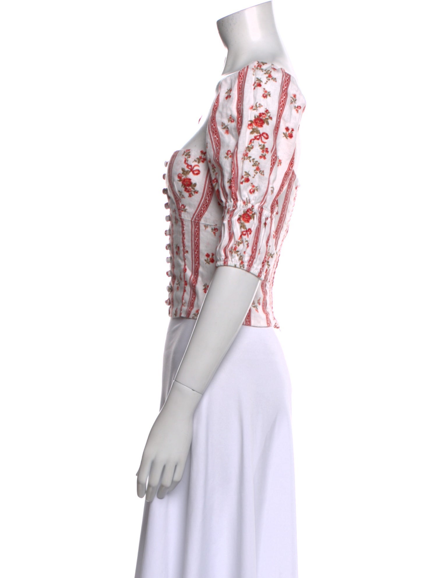 Reformation Linen Printed Crop Top