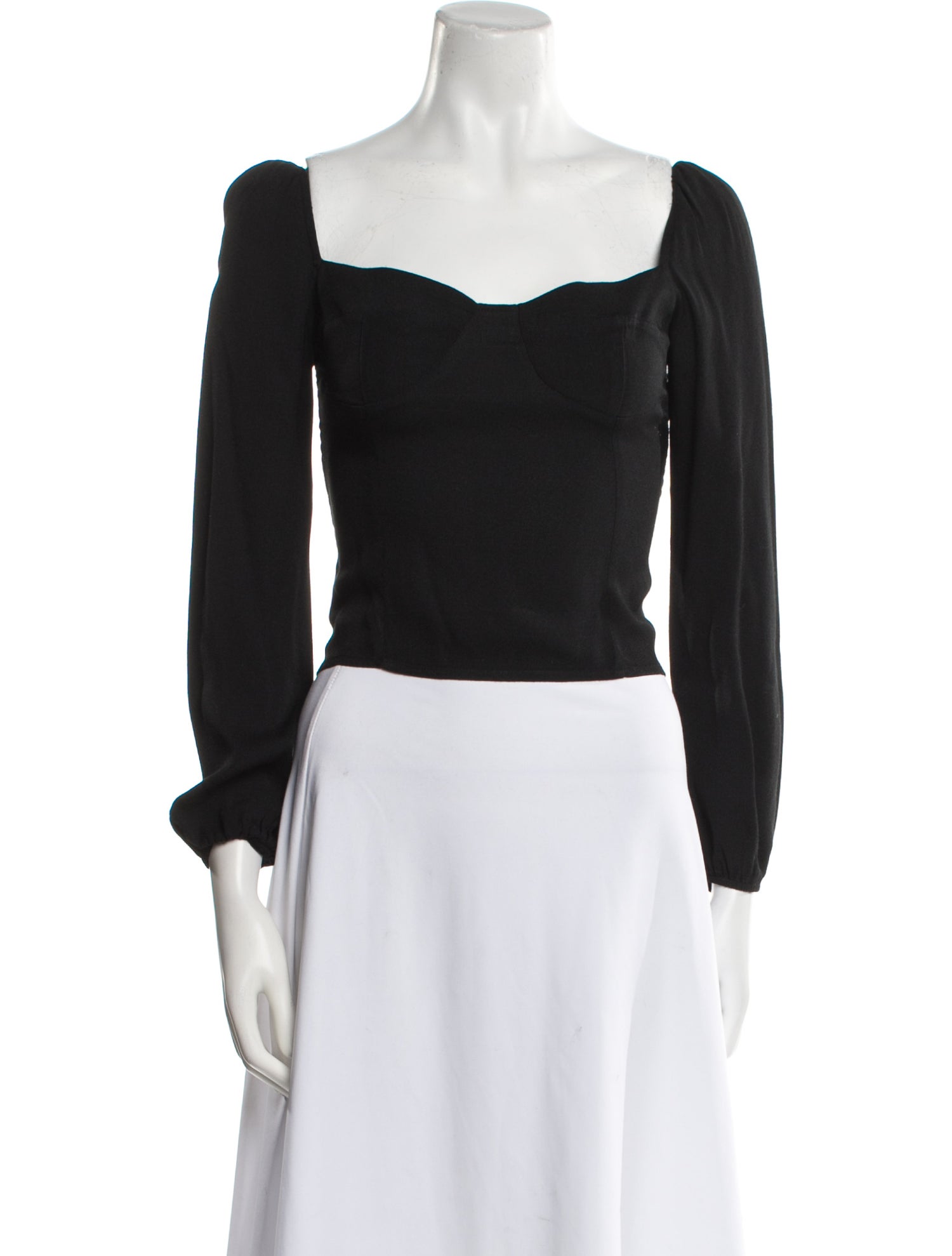 Reformation Square Neckline Long Sleeve Crop Top