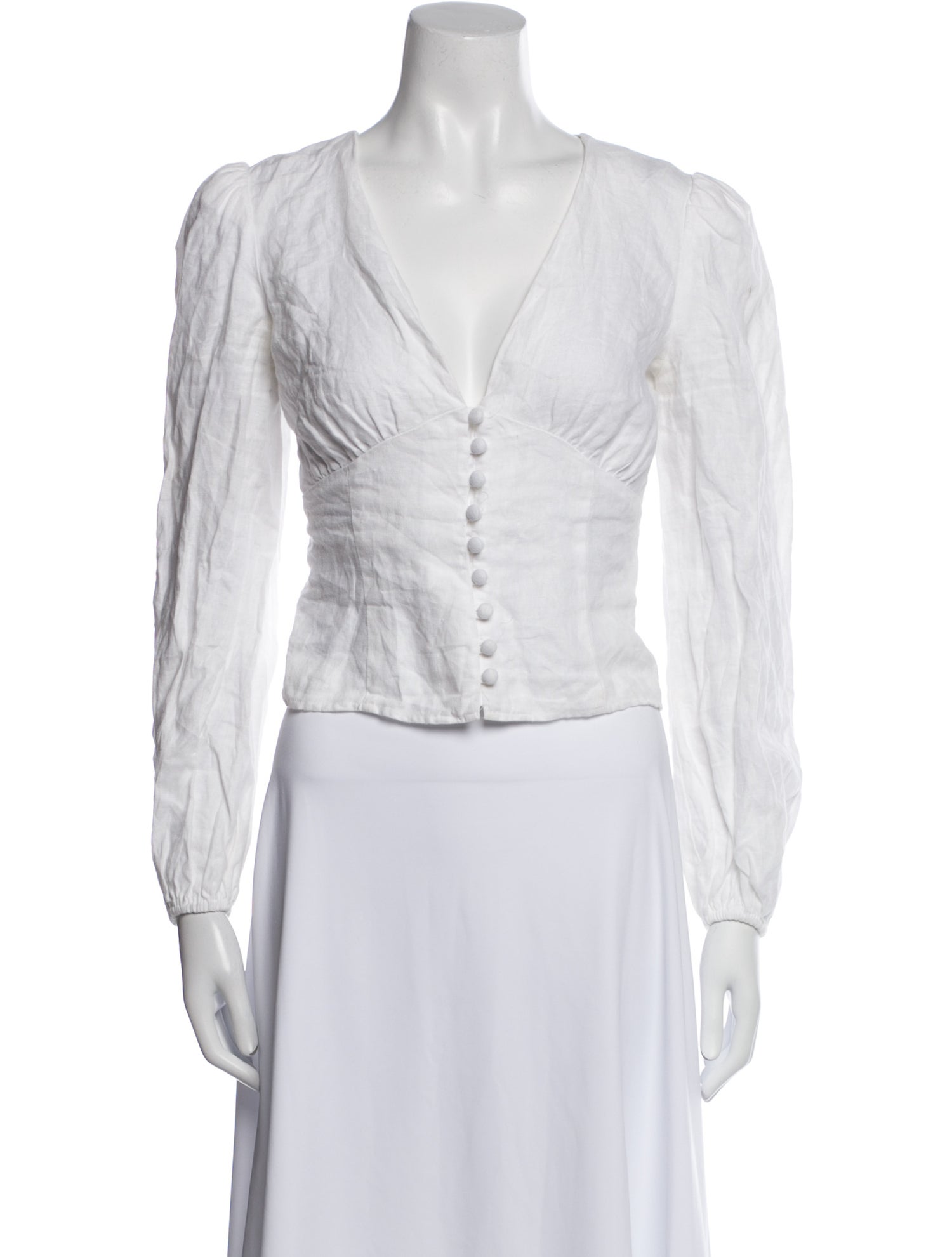 Reformation Linen V-Neck Crop Top