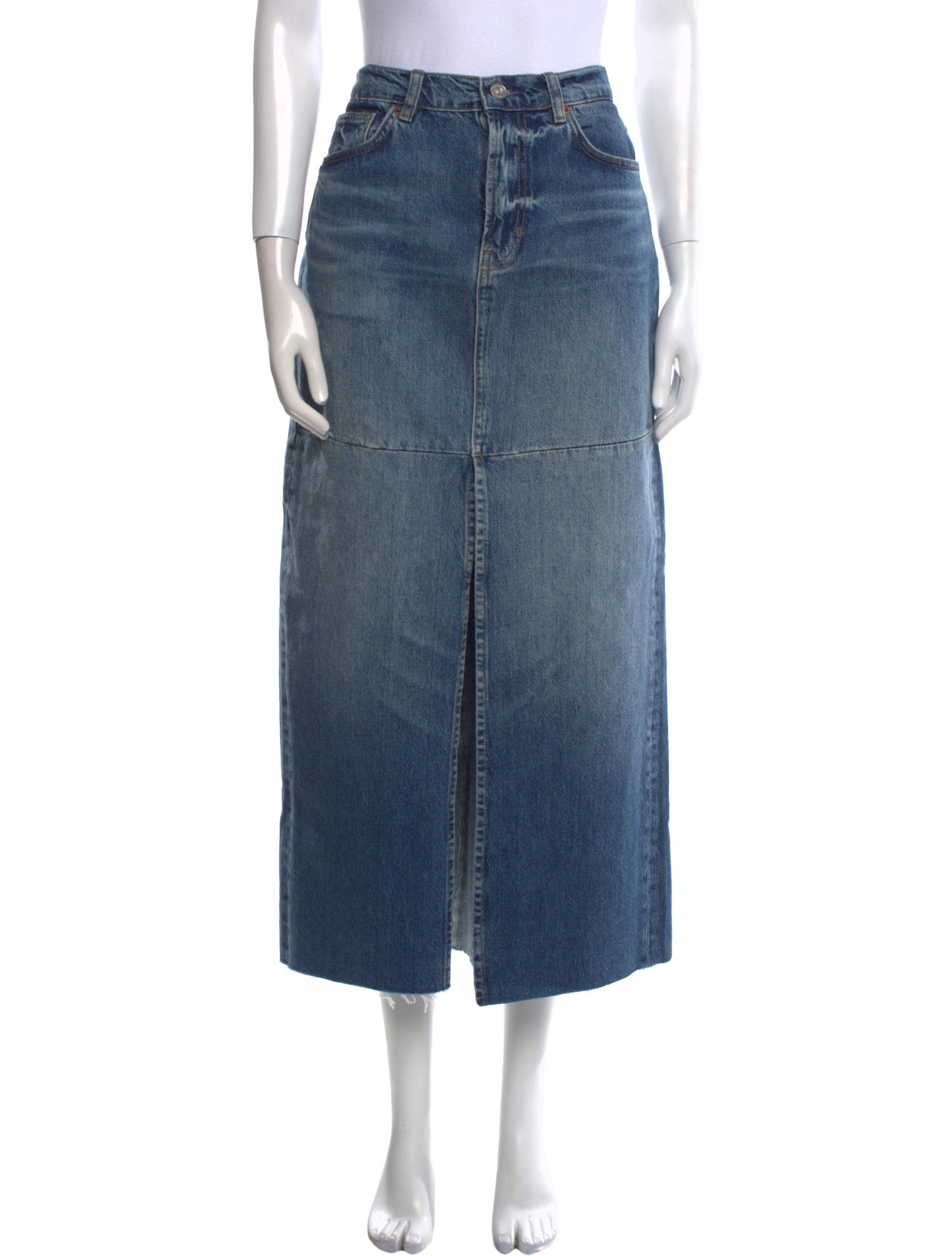 Reformation Distressed Accents Midi Length Skirt