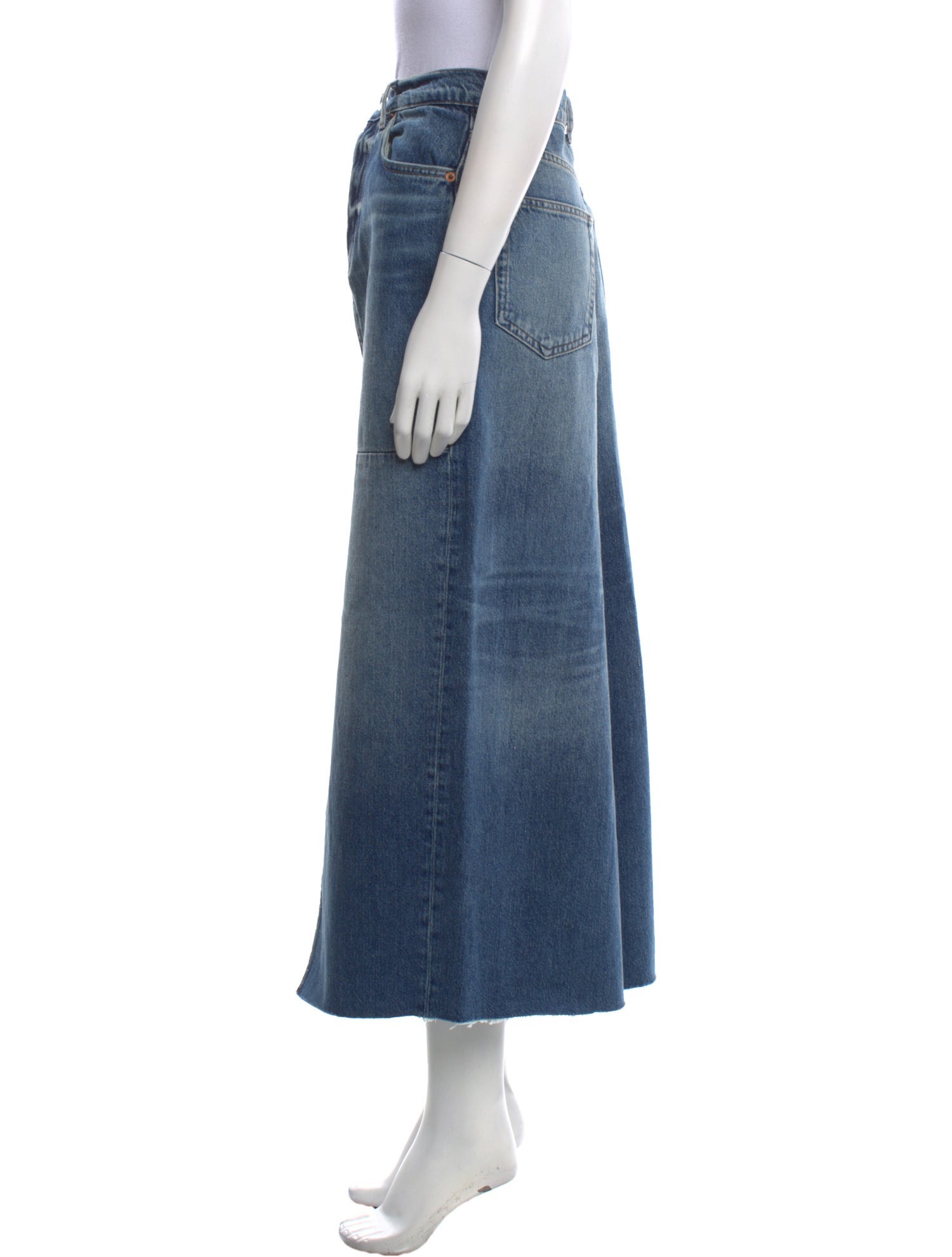 Reformation Distressed Accents Midi Length Skirt