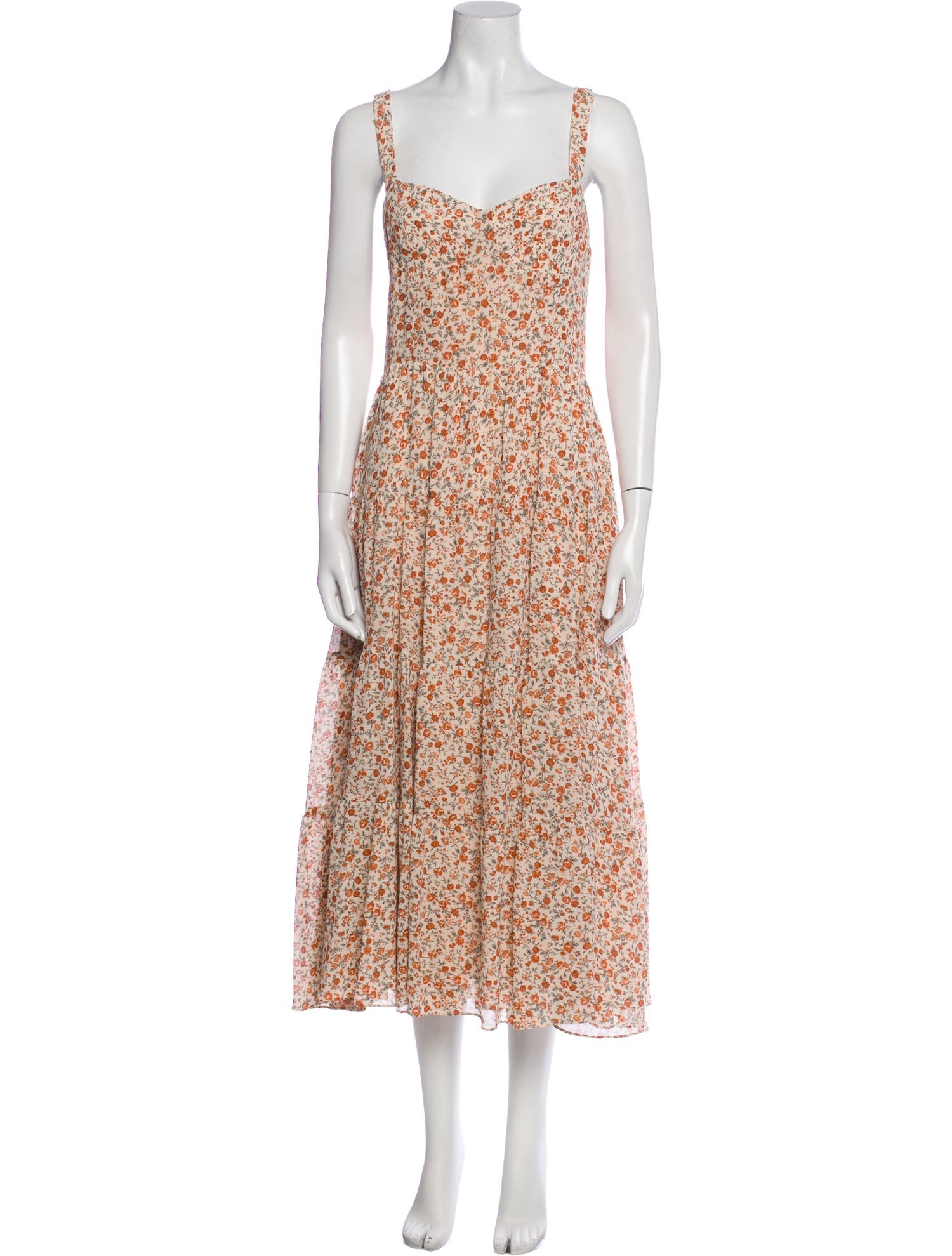 Reformation Floral Print Midi Length Dress