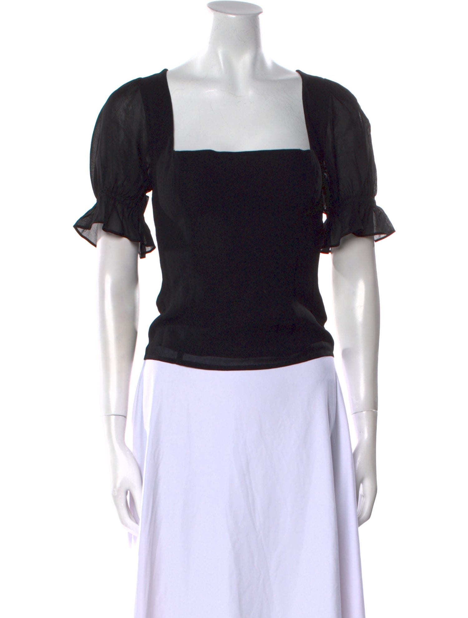 Reformation Square Neckline Short Sleeve Crop Top