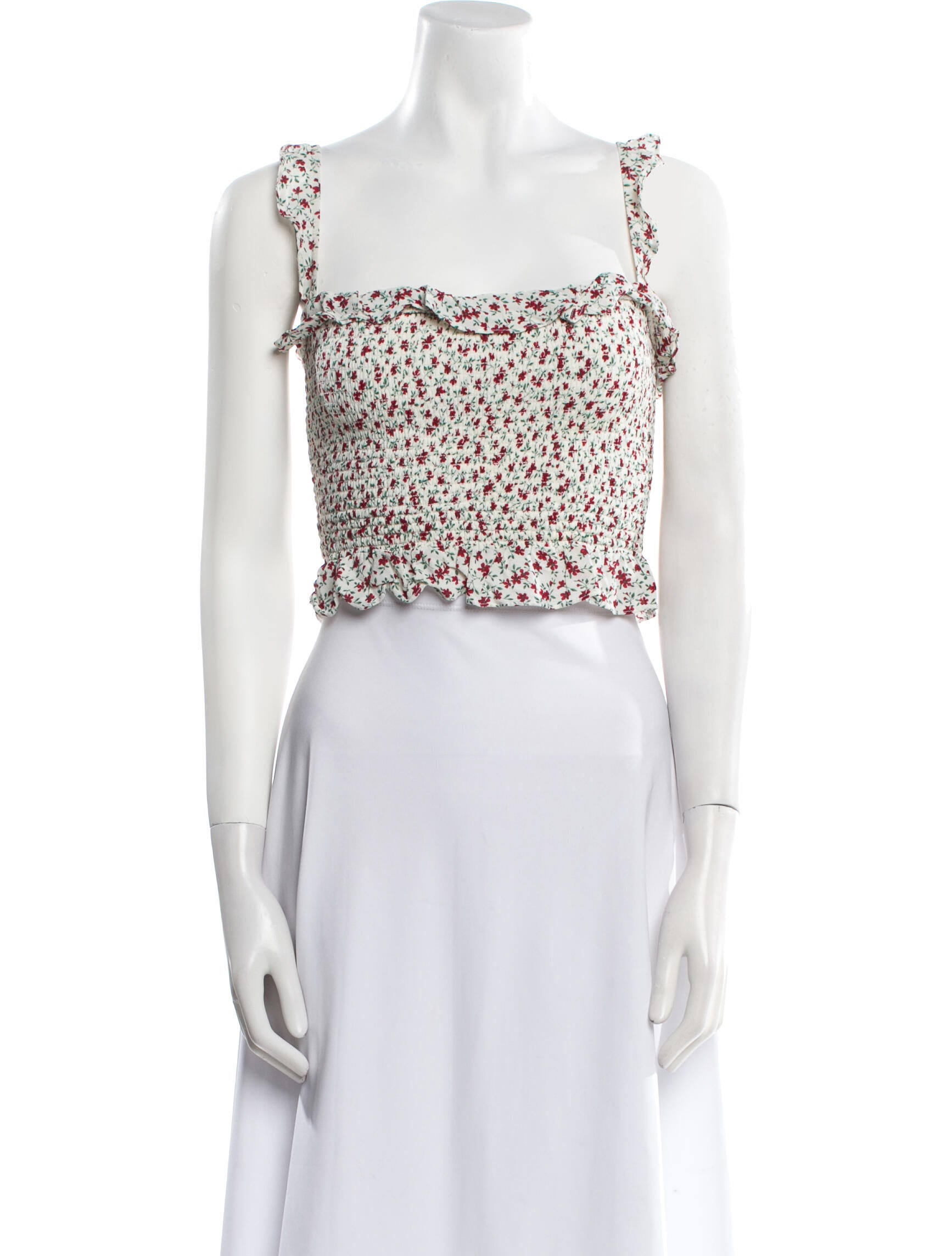Reformation Floral Print Square Neckline Crop Top