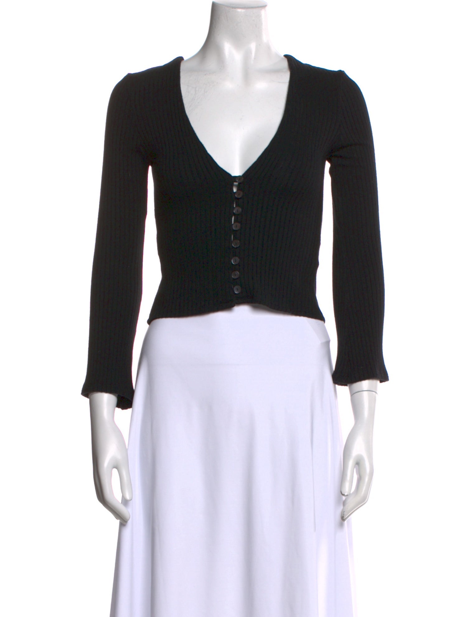 Reformation V-Neck Three-Quarter Sleeve Crop Top