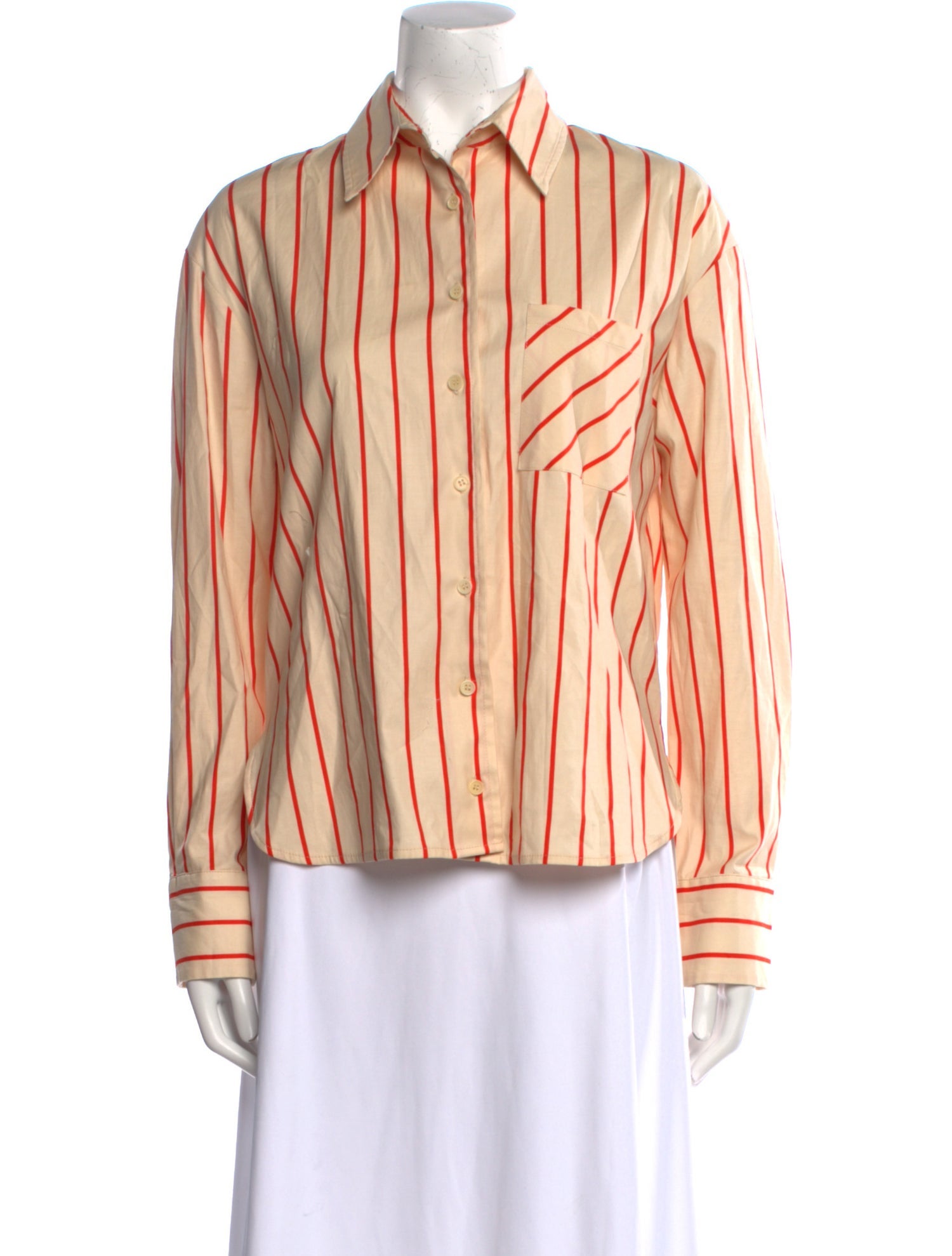 Reformation Striped Long Sleeve Button-Up Top
