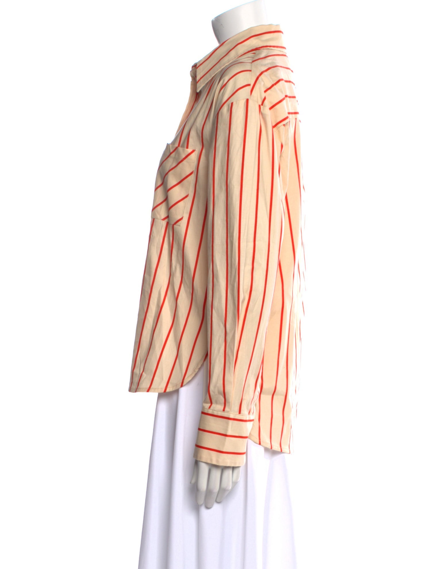 Reformation Striped Long Sleeve Button-Up Top