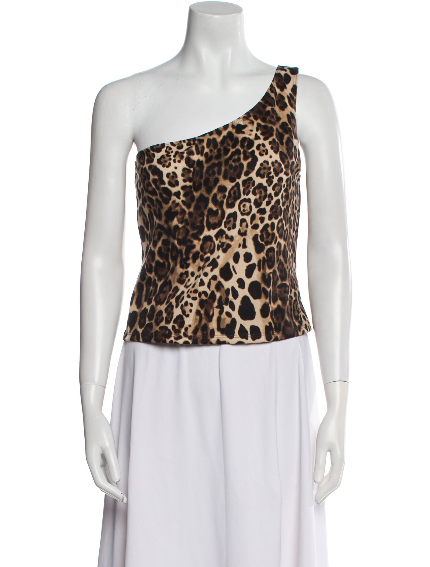Reformation Animal Print One-Shoulder Top