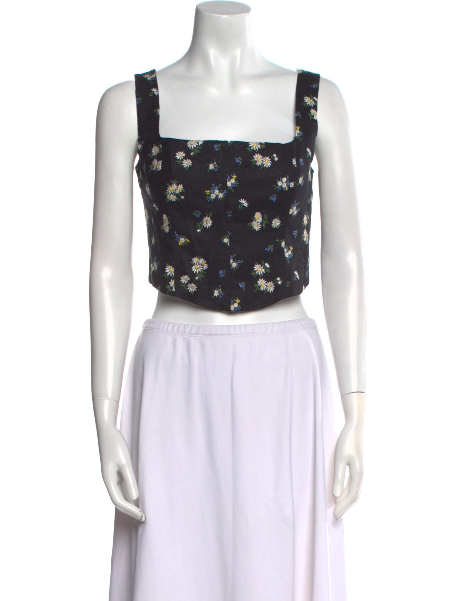 Reformation Linen Floral Print Crop Top